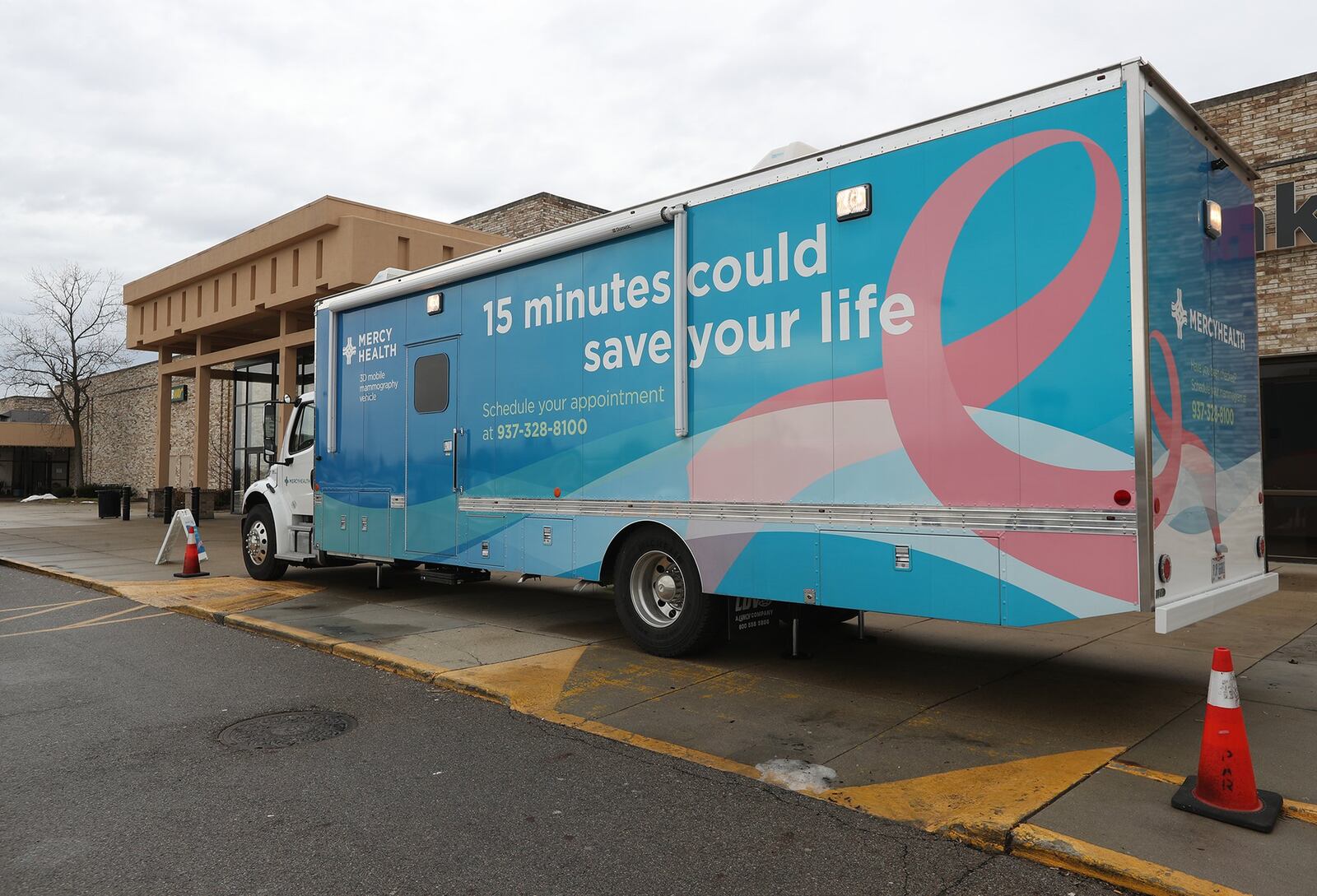 Mercy Health’s 3D Mobile Mammography Vehicle set up outside the Upper Valley Mall earlier this year. BILL LACKEY/STAFF