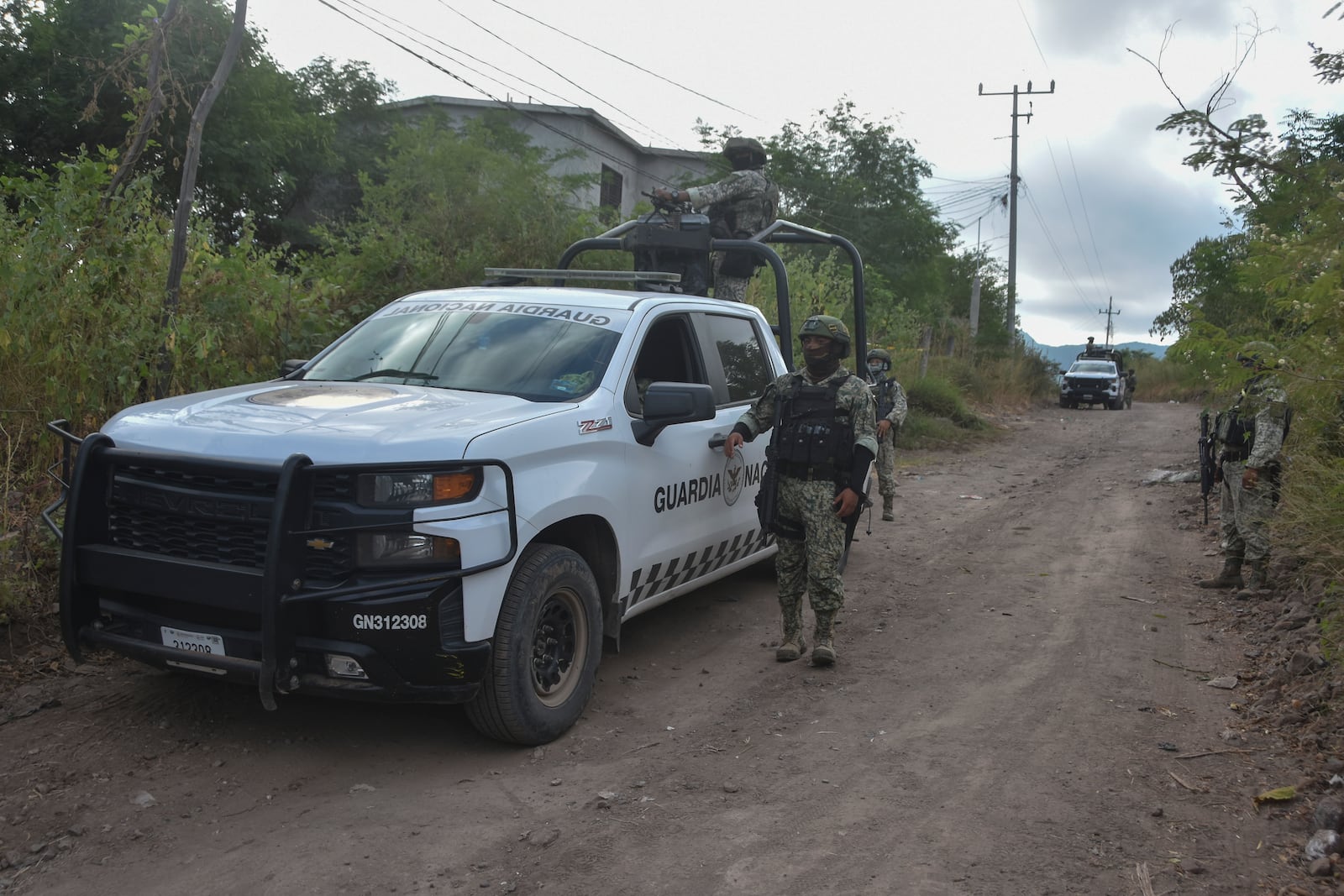 National Guards patrol a street in Culiacan, Sinaloa state, Mexico, Monday, Oct. 14, 2024. (AP Photo)