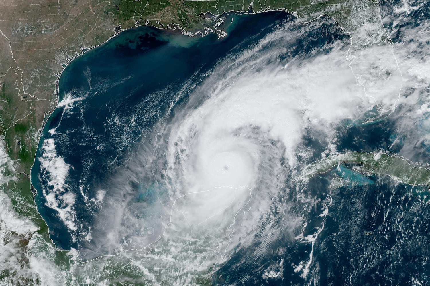 A satellite image of Hurricane Milton in the Gulf of Mexico on Tuesday, Oct. 8, 2024. (NOAA via The New York Times)