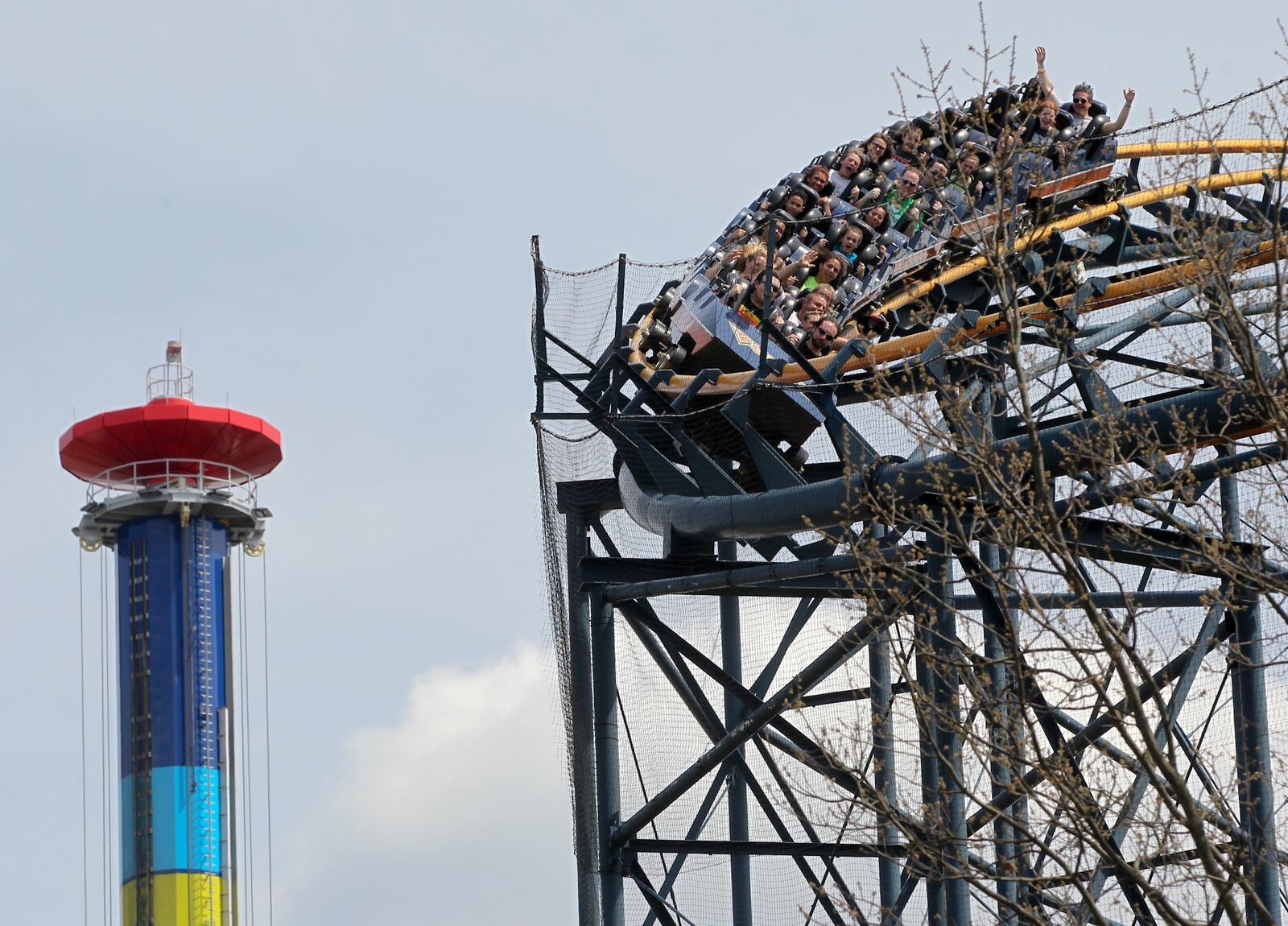 The ride, Vortex, at Kings Island on opening day, Friday, April 18, 2014. GREG LYNCH / STAFF