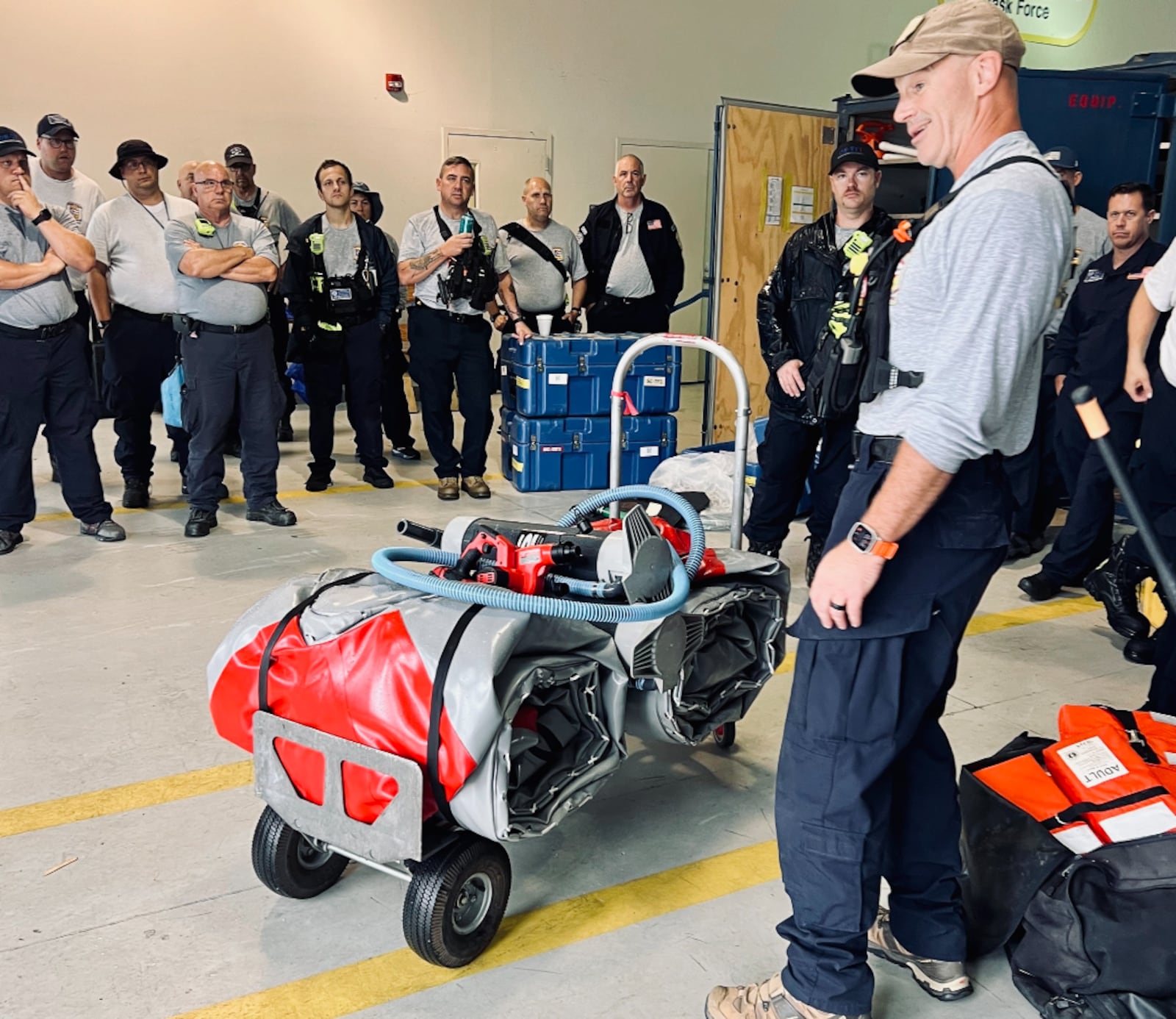 Ohio Task Force 1 continue to stage on Thursday, Aug. 8, 2024, as crews wait for Tropical storm Debby to make landfall for a second time. Photo courtesy Ohio Task Force 1.