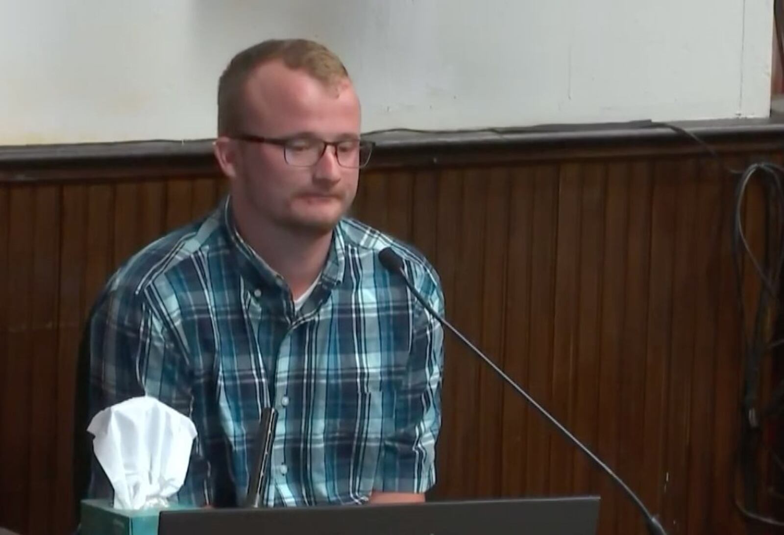 Cody Manley, son of April Manley and relative of Dana Rhoden, testifies in the murder trial of George Wagner IV on Fri., Sept. 30, 2022. Wagner is accused of killing eight members of the Rhoden family in Pike County in 2016. CONTRIBUTED/WCPO