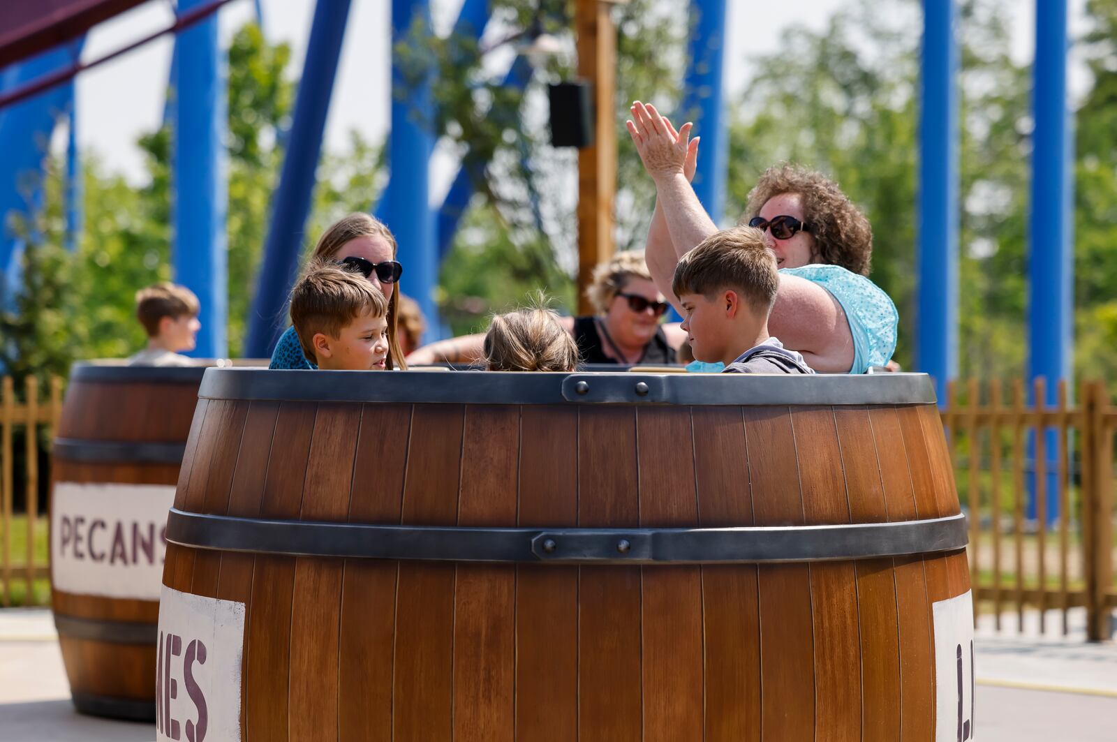 Kings Island visitors got to experience the newest themed area "Adventure Port" before the official opening day Friday, June 9, 2023 in Mason. The area features Enrique's Restaurant and Mercados Patio Bar, Adventure Express coaster and two new rides, Sol Spin and Cargo Loco. NICK GRAHAM/STAFF