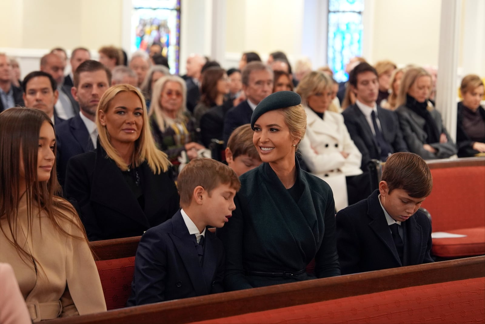 Family members including Ivanka Trump, arrive before President-elect Donald Trump for a service at St. John's Church, Monday, Jan. 20, 2025, in Washington, ahead of the 60th Presidential Inauguration. (AP Photo/Evan Vucci)