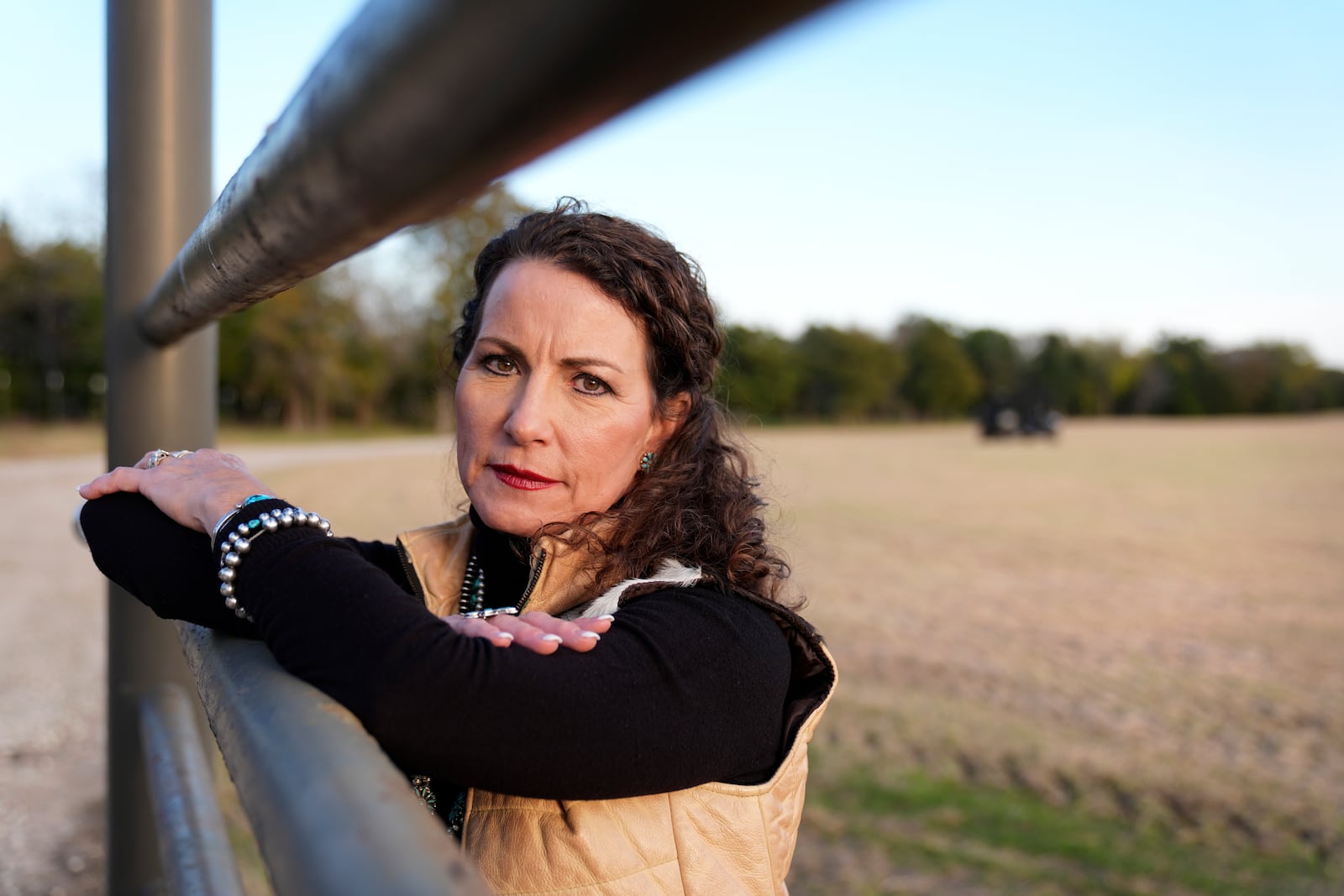 Sheri Autrey poses for a photo at her home in Cumby, Texas, Friday, Dec. 6, 2024. (AP Photo/Tony Gutierrez)