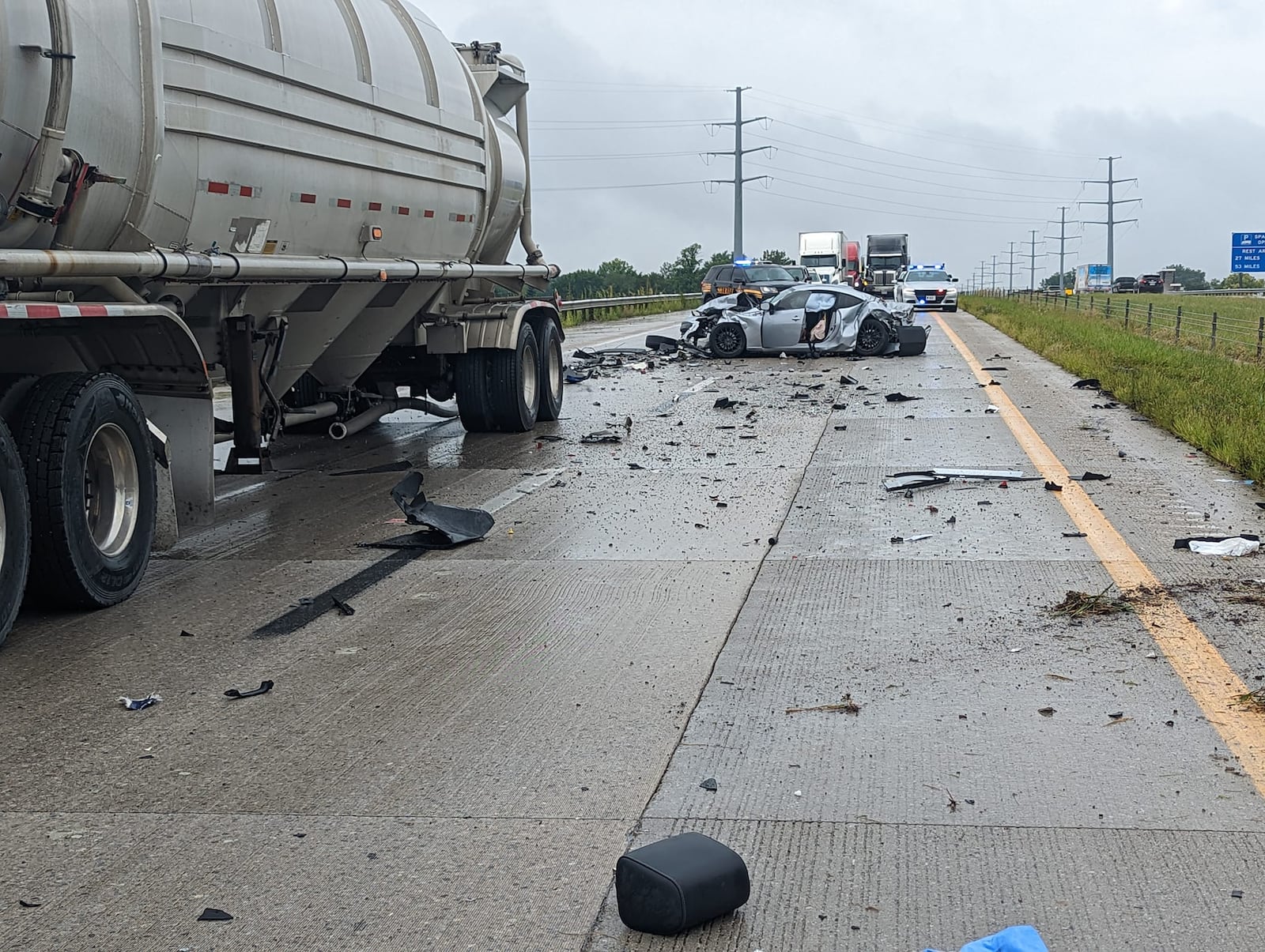 A Fairfield man was killed and 21 others injured in a nine-vehicle crash over Labor Day weekend on Interstate 75 near Lima. Courtesy Lima Fire Department/Facebook