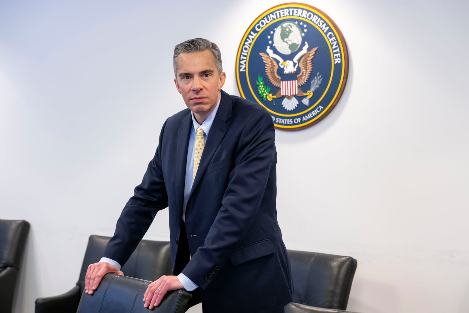 Acting Director of the National Counterterrorism Center Brett Holmgren poses for a photo following an interview at the National Counterterrorism Center, Jan. 8, 2025 in McLean, Va. (AP Photo/Kevin Wolf)