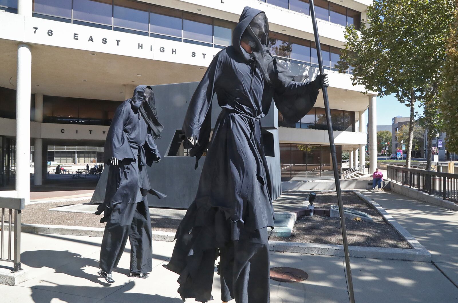 Springfield's Wizarding Weekend in 2022, put on by the Clark County Historical Society at their Heritage School of Wizardry, brought some interesting characters from the world of Harry Potter to Springfield, including two 9-foot-tall dementors, who were roaming around the downtown area looking for souls to suck out of the crowd of participants Oct. 8, 2022. The dementors were actually Daniel Gaertner and Alec West, who were walking around on stilts. BILL LACKEY/STAFF