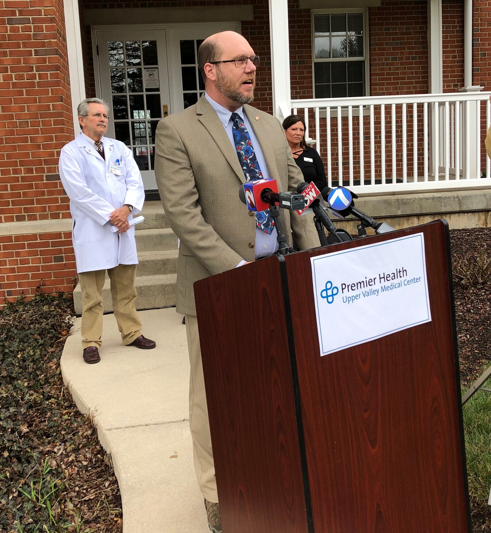 Miami County Health Commissioner Dennis Propes speaks during a news conference on Friday March 20, 2020 about residents, staff and visitors at the Koester Pavilion skilled nursing facility who have symptoms of COVID-19. LYNN HULSEY/staff