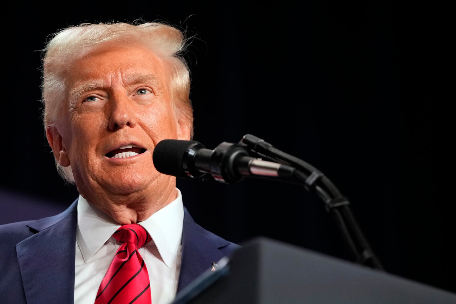 President Donald Trump speaks at the 2025 House Republican Members Conference Dinner at Trump National Doral Miami in Doral, Fla., Monday, Jan. 27, 2025. (AP Photo/Mark Schiefelbein)