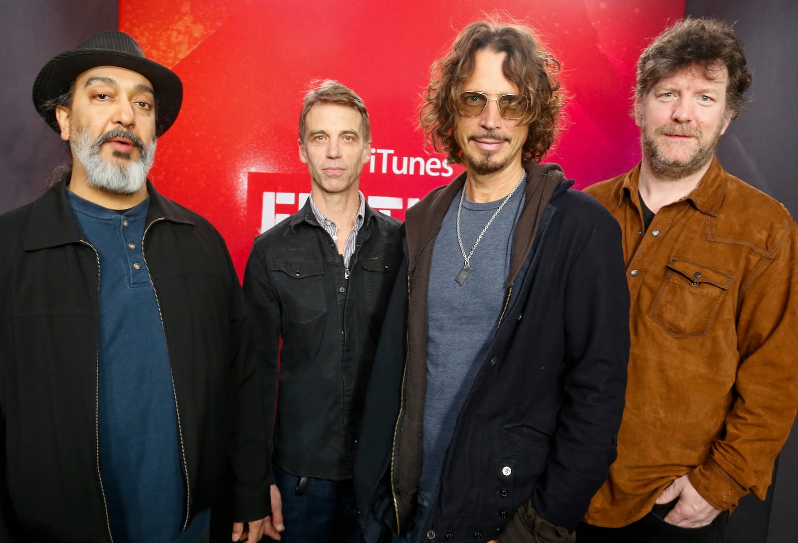 FILE - Members of Soundgarden, from left, Kim Thayil, Matt Cameron, Chris Cornell and Ben Shepherd, appear at the iTunes Festival showcase during the SXSW Music Festival on March 13, 2014, in Austin, Texas. (Photo by Jack Plunkett/Invision/AP, File)