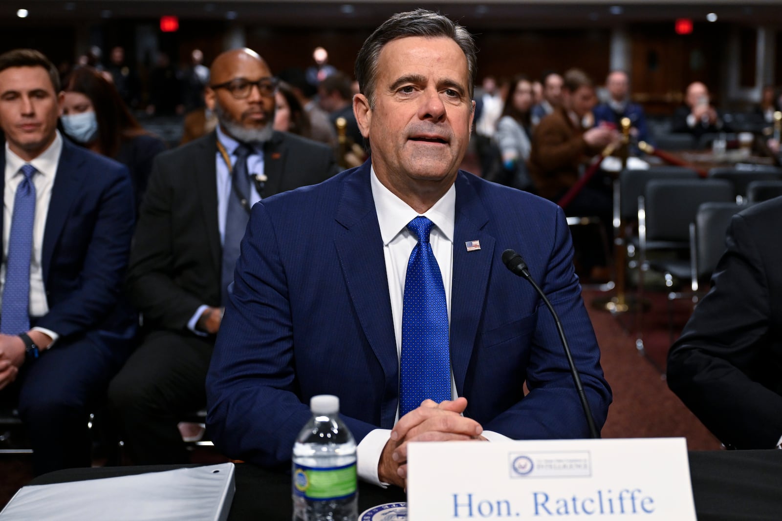 John Ratcliffe, President-elect Donald Trump's choice to be the Director of the Central Intelligence Agency, appears before the Senate Intelligence Committee for his confirmation hearing, at the Capitol in Washington, Wednesday, Jan. 15, 2025. (AP Photo/John McDonnell)