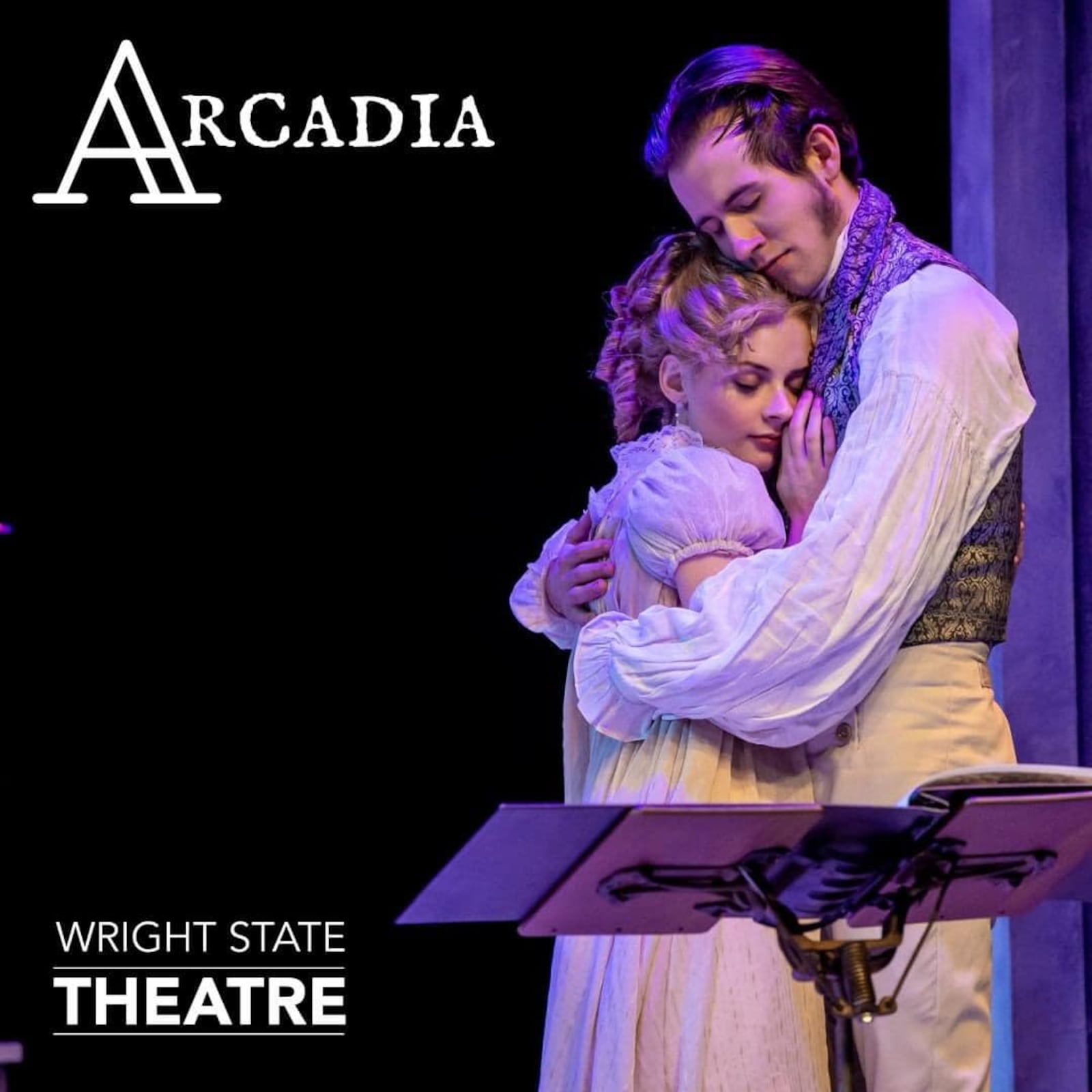 Julia Murphy (Thomasina Coverly) and Kyle Channell (Septimus Hodge) in Wright State University's production of "Arcadia." PHOTO BY WRIGHT STATE THEATRE