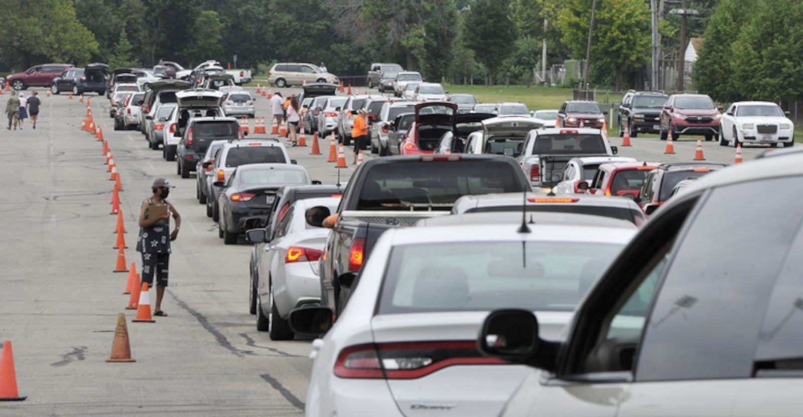 The Foodbank held it's mass food distribution Thursday, Aug. 27, 2020 at the University of Dayton Welcome Stadium.