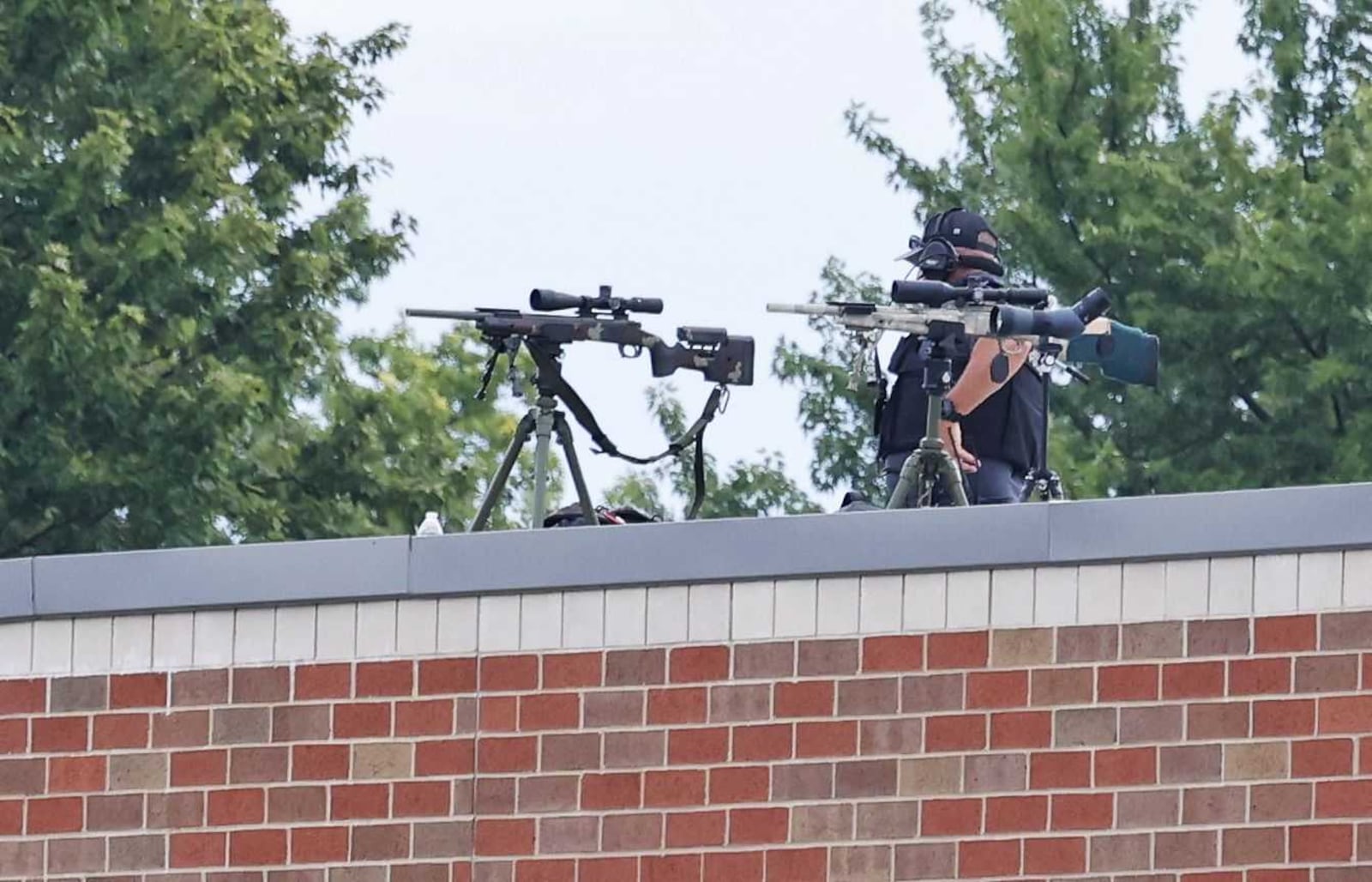 Security sets up outside Middletown High School ahead of the JD Vance rally on Monday, July 22, 2024. NICK GRAHAM / STAFF PHOTOGRAPHER