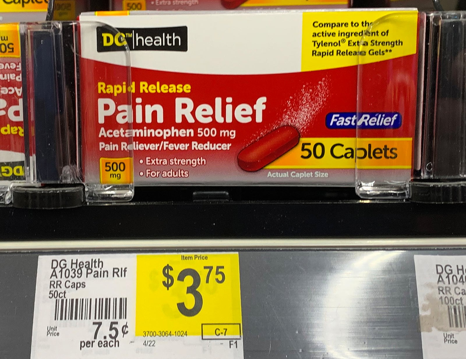 Sale price of DG health Rapid Release Pain Relief $3.75. MARSHALL GORBY\STAFF