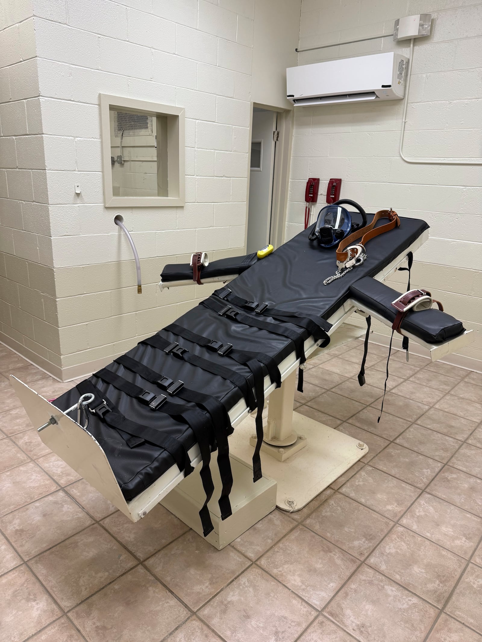 An undated photo provided by The Promise of Justice Initiative shows the gurney in the new execution chamber at the Louisiana State Penitentiary. (The Promise of Justice Initiative via AP)