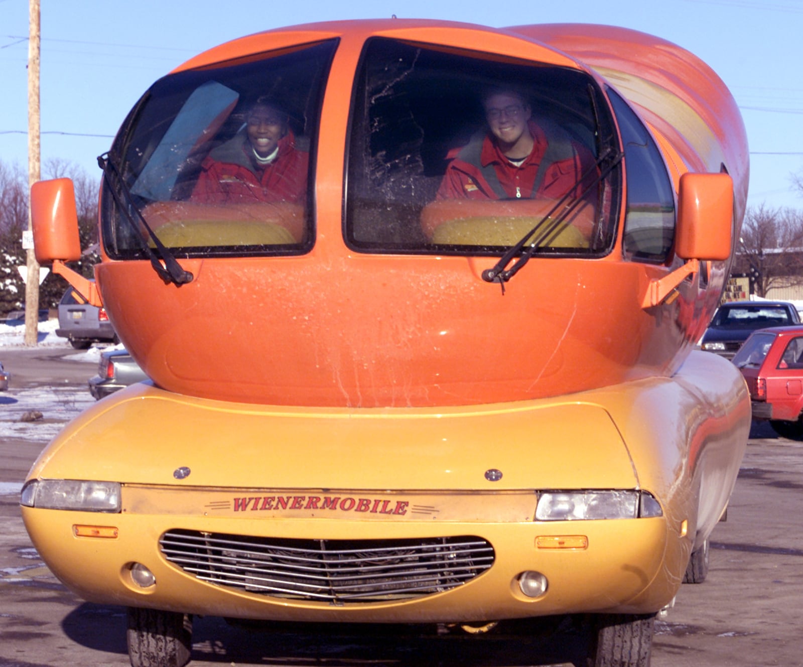 Oscar Mayer Wienermobile visits Park Layne Fulmer Super market in 2012.  Carlita Black and Jon Hofmann were the "Hot Doggers" driving the Wienermobile on visits.