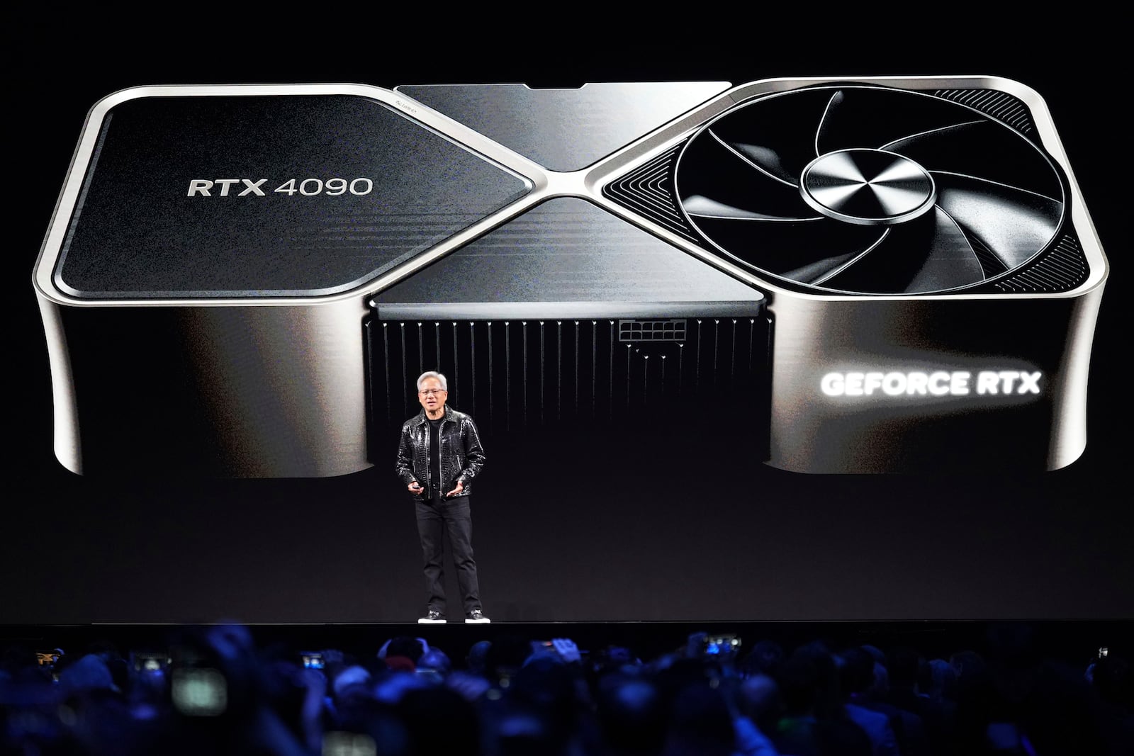 Nvidia founder and CEO Jensen Huang speaks during a Nvidia news conference ahead of the CES tech show Monday, Jan. 6, 2025, in Las Vegas. (AP Photo/Abbie Parr)