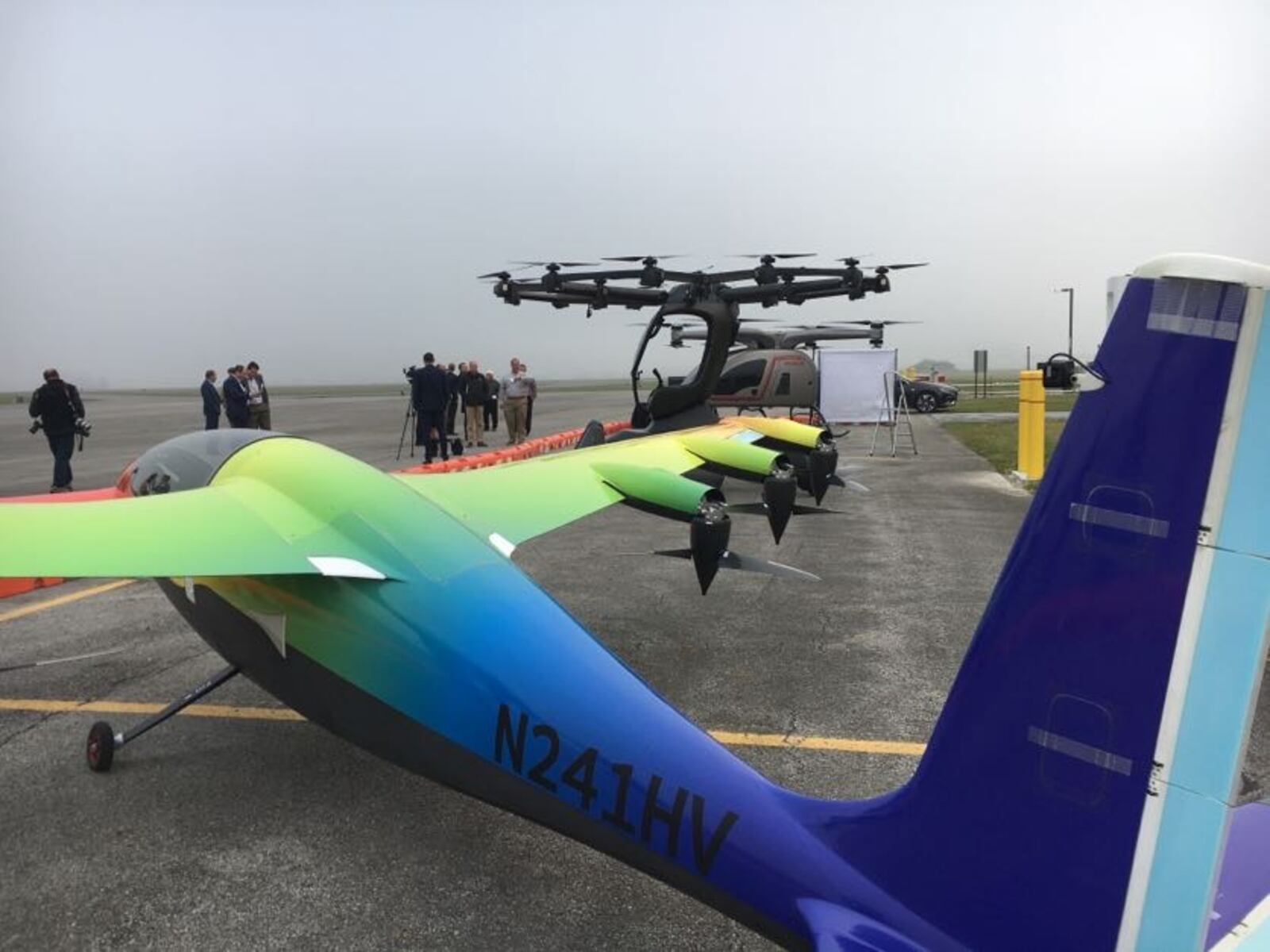 A trio of advanced air mobility vehicles at Springfield-Beckley Municipal Airport Wednesday. THOMAS GNAU/STAFF