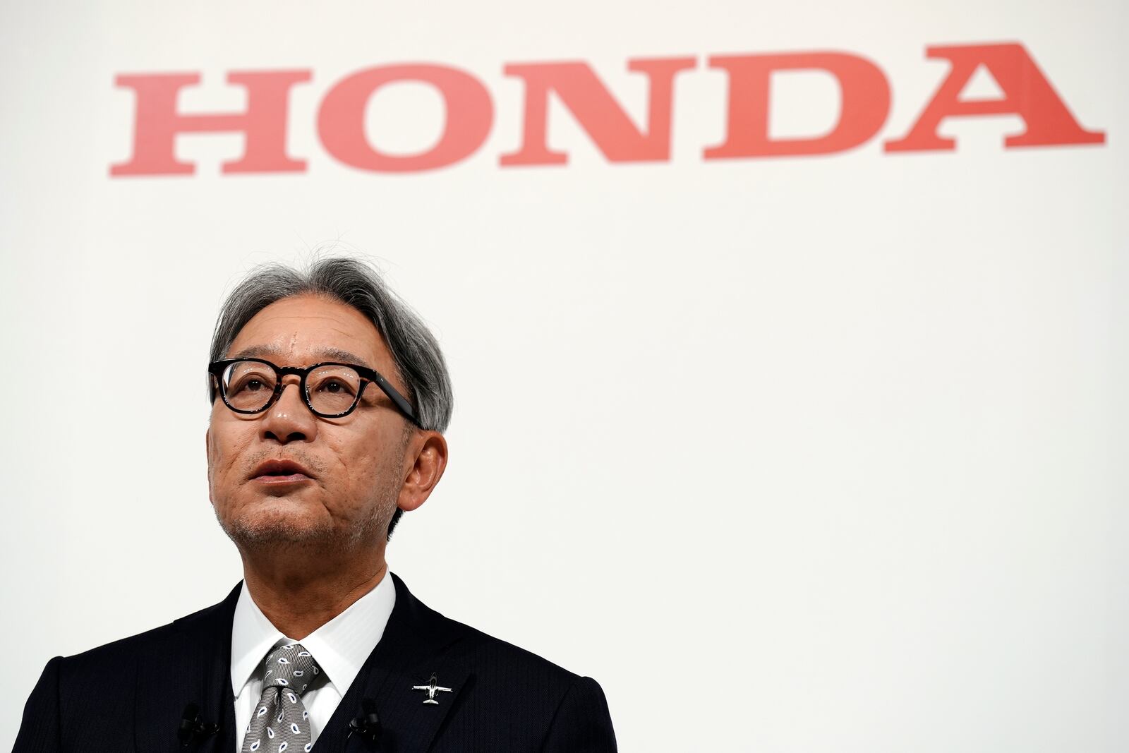 FILE - Honda Chief Executive Toshihiro Mibe speaks during a joint news conference with Nissan and Mitsubishi representatives in Tokyo, Japan, Monday, Dec. 23, 2024. (AP Photo/Eugene Hoshiko, File)