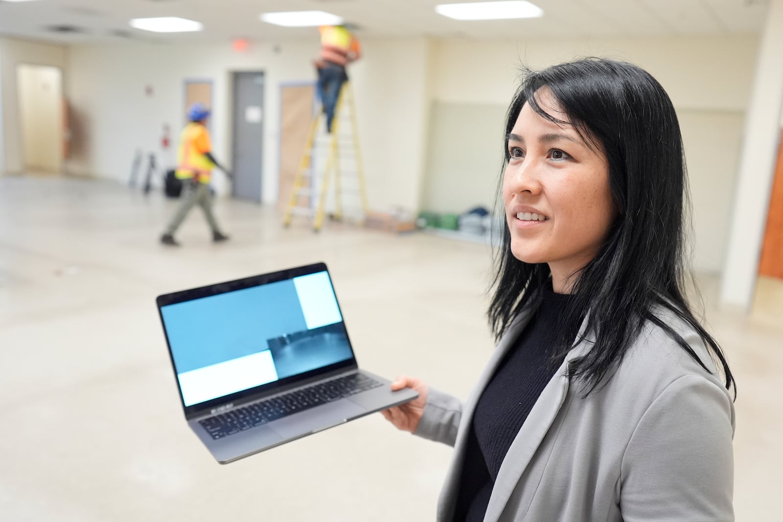 Dr. Nanthia Suthana talks about her lab at Duke University currently under construction, Tuesday, March 4, 2025, in Durham, N.C. (AP Photo/Chris Carlson)