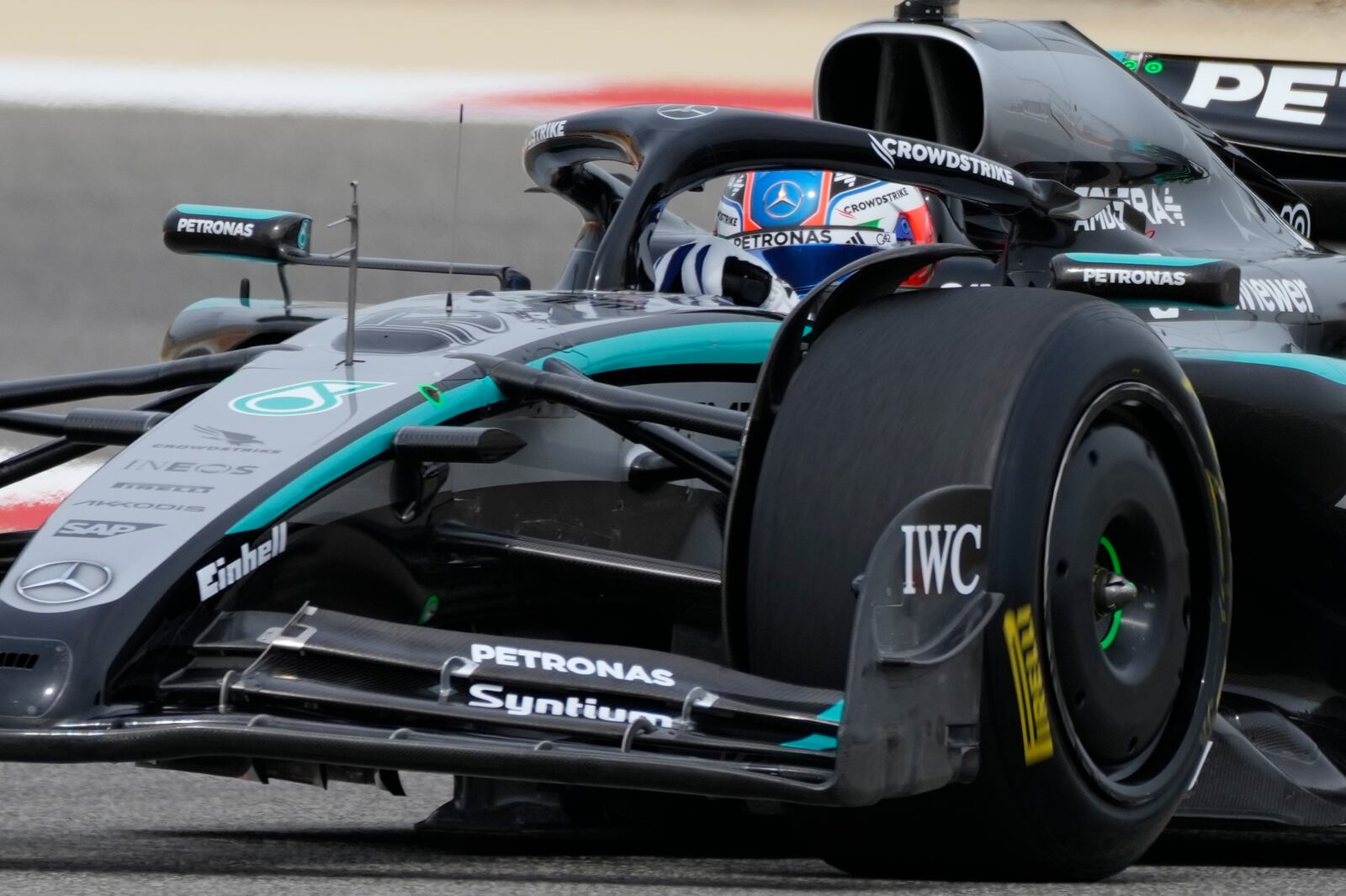 Mercedes driver Andrea Kimi Antonelli of Italy in action during a Formula One pre-season test at the Bahrain International Circuit in Sakhir, Bahrain, Wednesday, Feb. 26, 2025. (AP Photo/Darko Bandic)