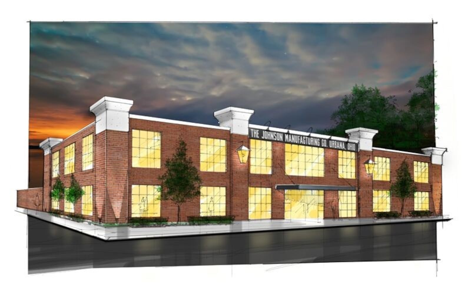 Artist's rendering showing what the front exterior of the former Q3 JMC building will look like when the project is completed. CONTRIBUTED