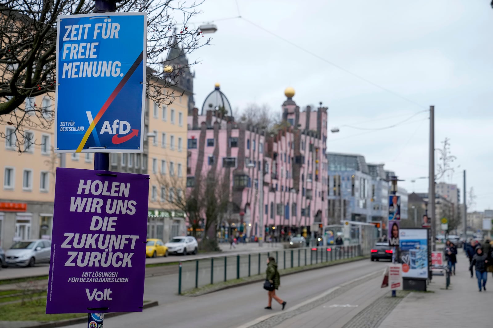 Magdeburg An election poster of the far-right anti-immigrant party Alternative For Germany party AfD, with the slogan reading "It's time for free opinion, is displayed in a street, in Magdeburg, Germany, Friday, Feb. 7, 2025. (AP Photo/Ebrahim Noroozi)