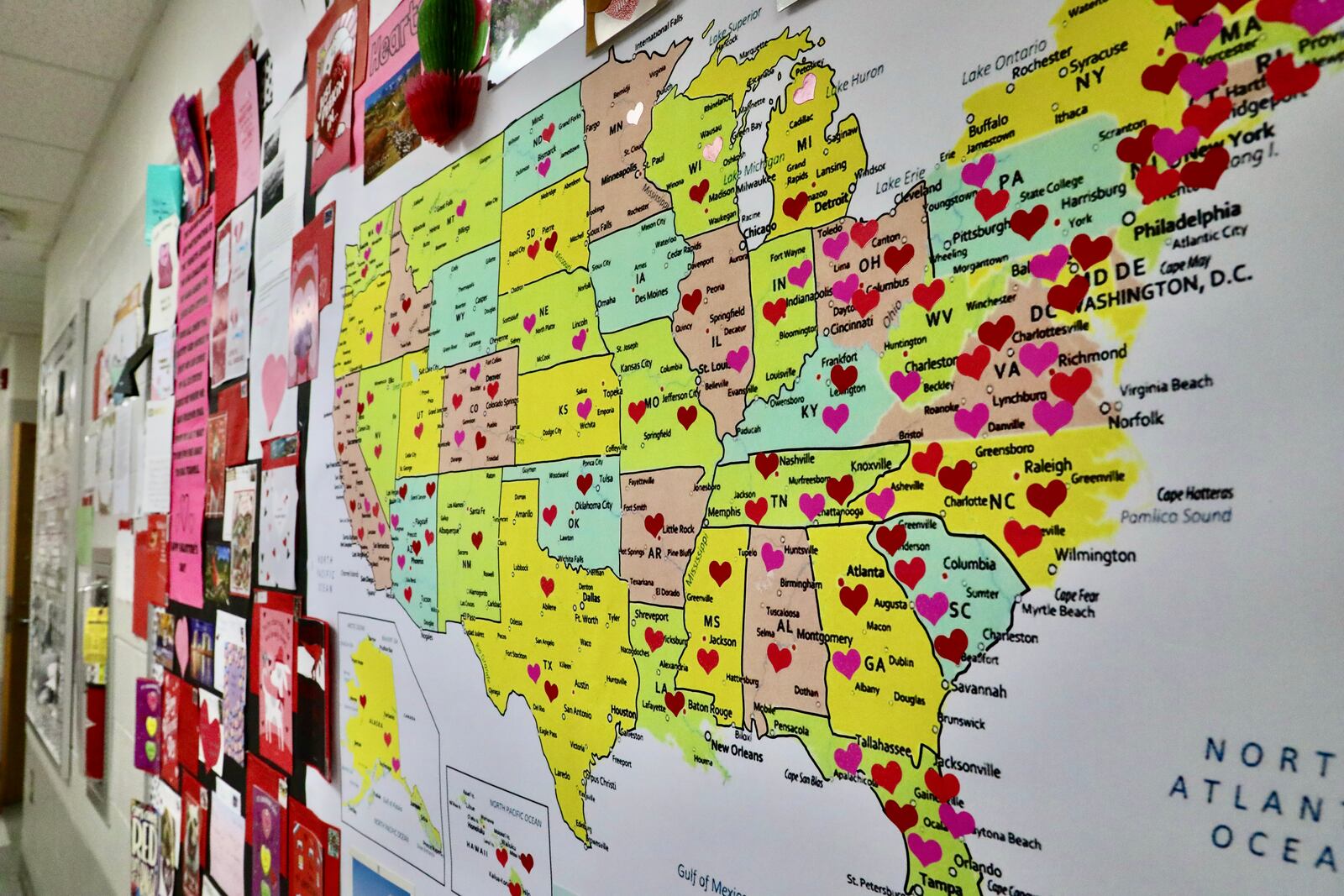 Lagonda Elementary School students have been doing a new class project called Hearts Around the United States to get Valentine cards or letters from each of the 50 states. Contributed/Springfield City School District