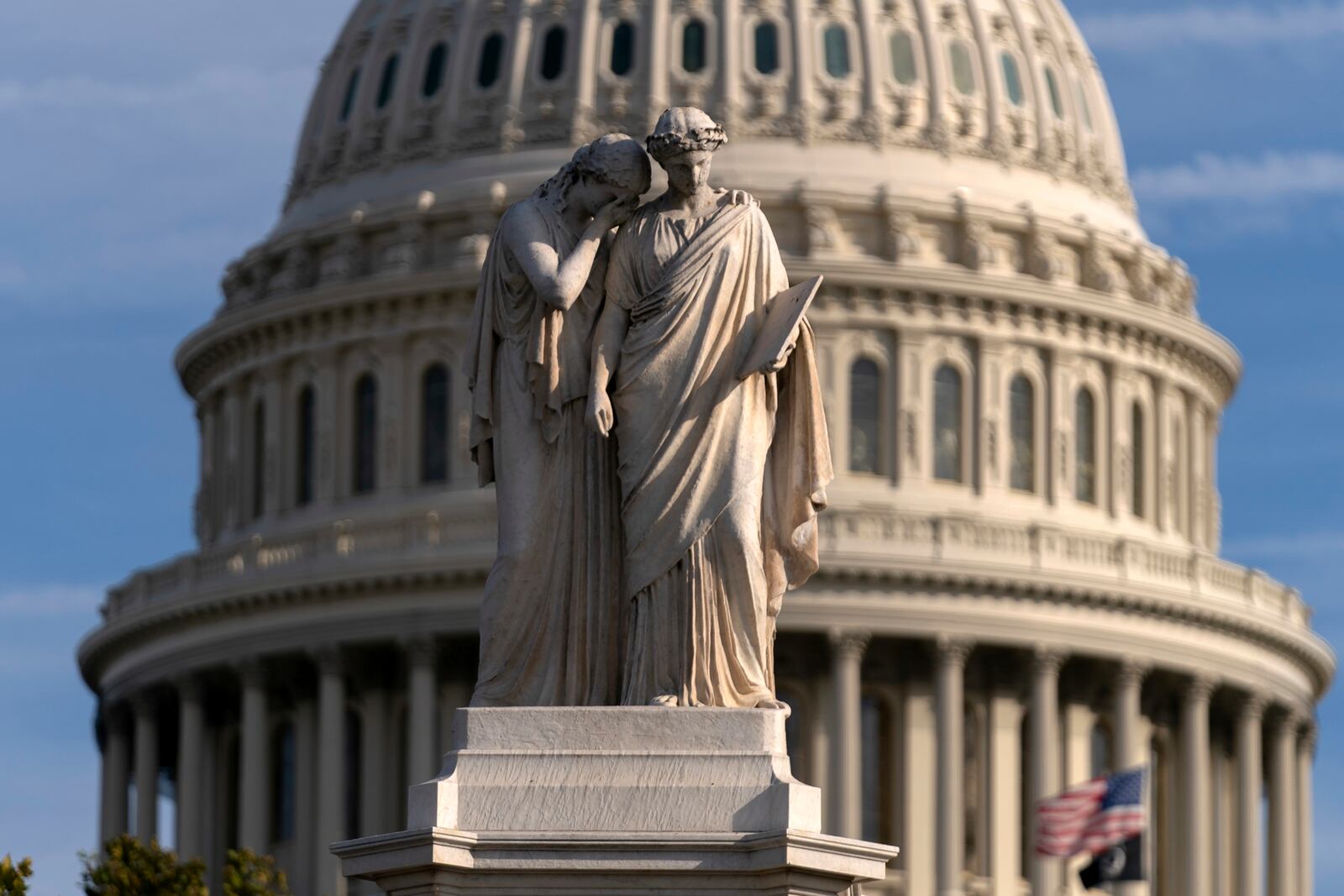 The U.S. Capitol is seen behind the Peace Monument, a day after Election Day, at Capitol in Washington, Wednesday, Nov. 6, 2024. (AP Photo/Jose Luis Magana)