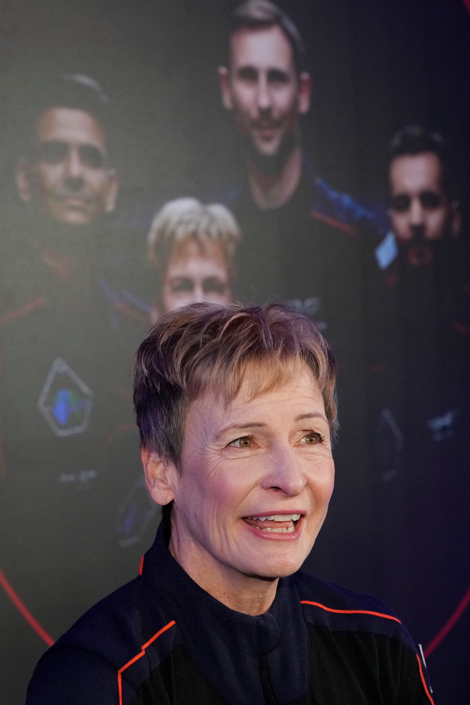 U.S. astronaut Peggy Whitson, commander of the Ax-4 space mission, speaks during a media event dedicated to the preparations for the mission, at the Copernicus Science Center in Warsaw, Poland, Wednesday, Feb. 5, 2025. (AP Photo/Czarek Sokolowski)