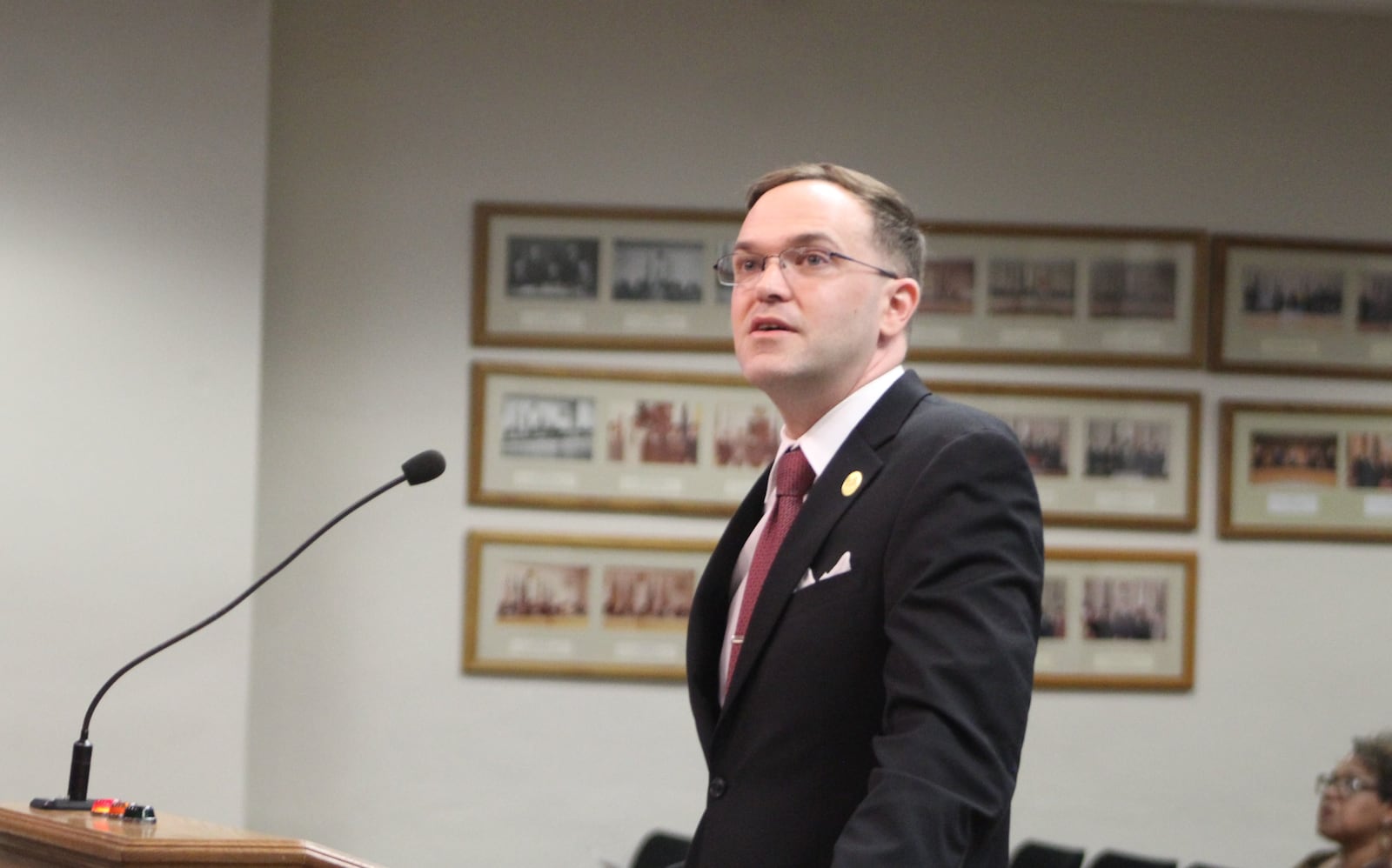 Montgomery County Treasurer John McManus talks about the expedited and depositor foreclosure processes at a Dayton City Commission meeting on Wednesday, May 31, 2023. CORNELIUS FROLIK / STAFF