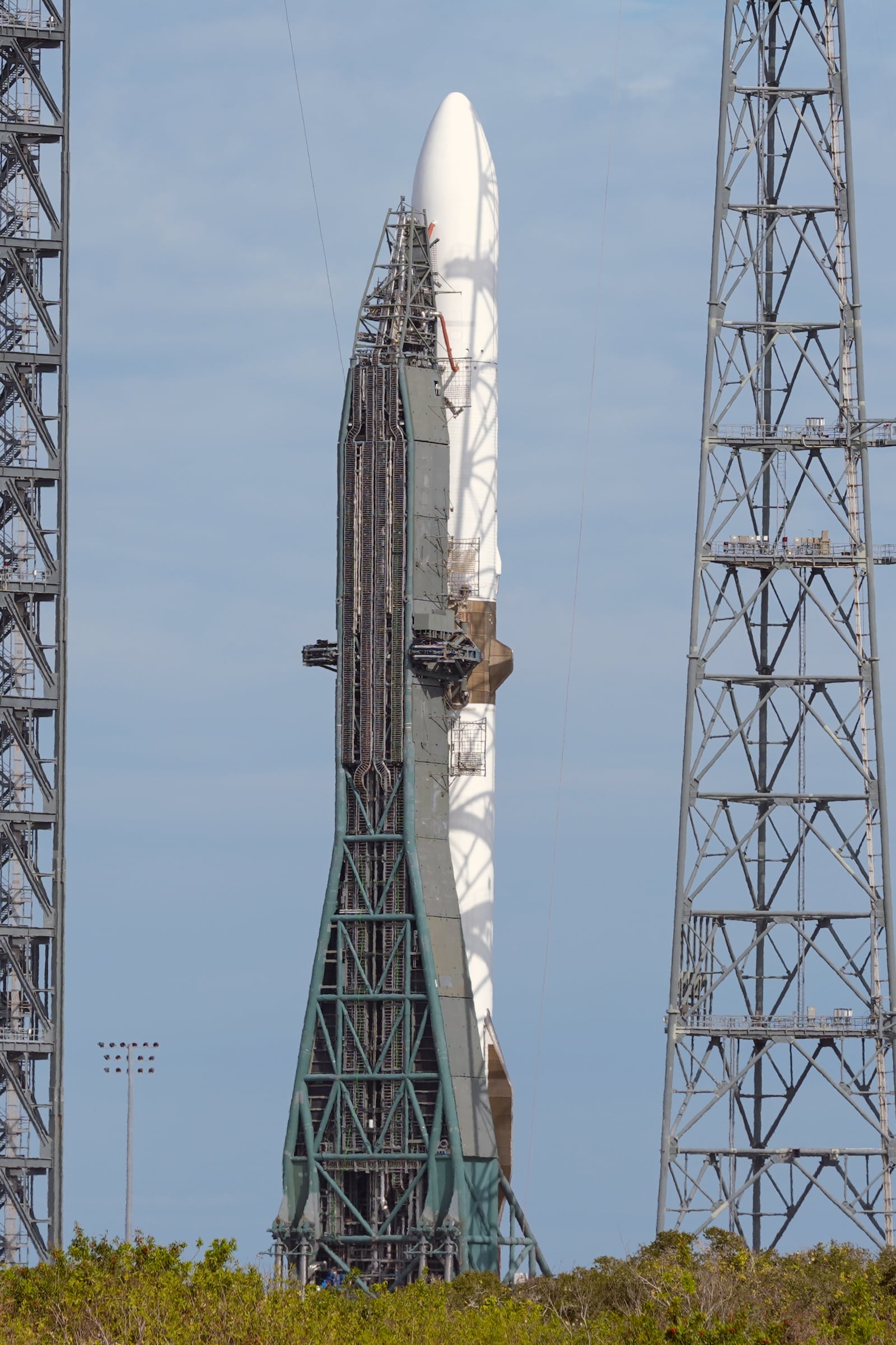 Blue Origin's New Glenn rocket stands ready for another launch attempt from Launch Complex 36 at the Cape Canaveral Space Force Station, Wednesday, Jan. 15, 2025, in Cape Canaveral, Fla. (AP Photo/John Raoux)