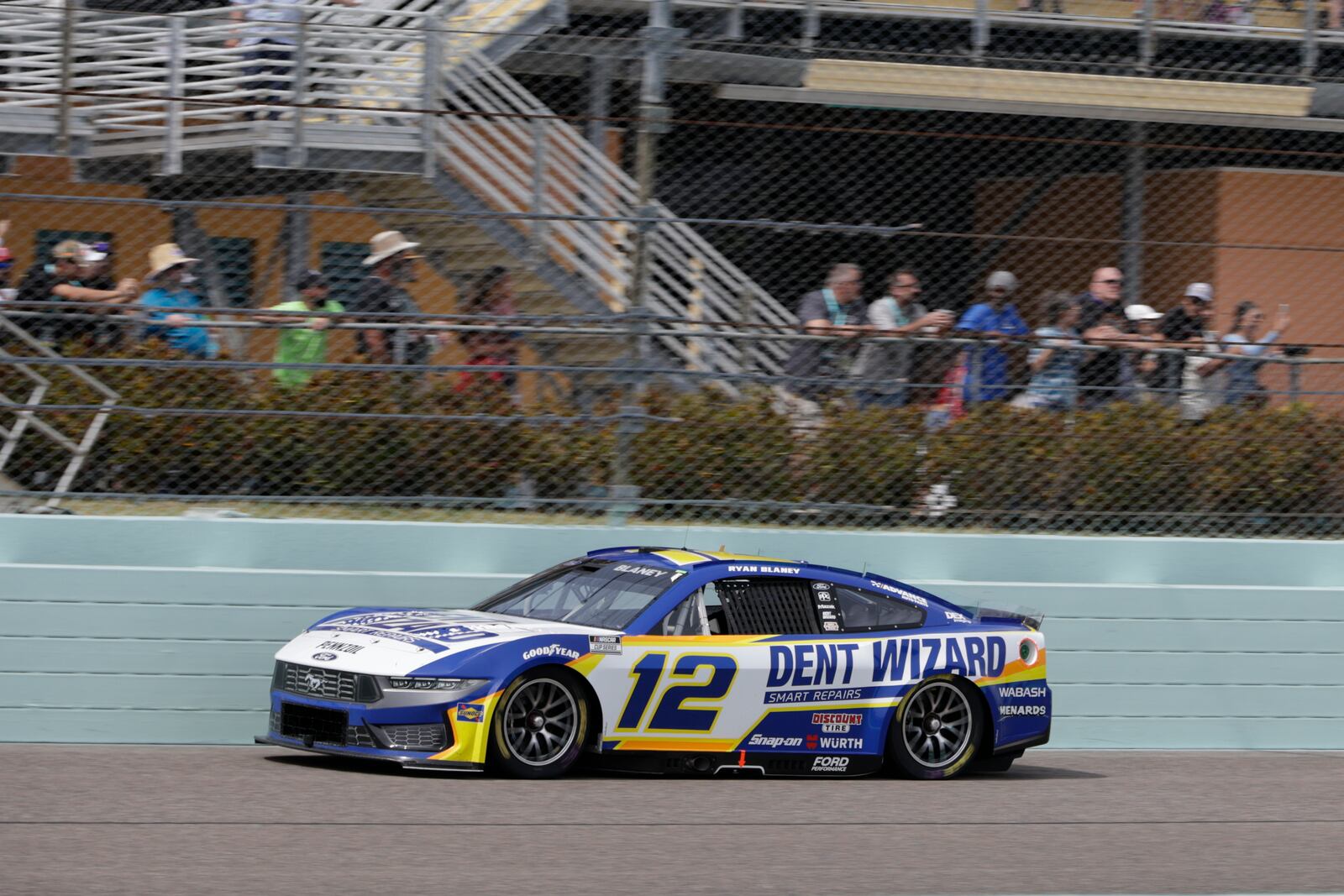 Ryan Blaney drives during a NASCAR Cup Series auto race at Homestead-Miami Speedway in Homestead, Fla., Sunday, March 23, 2025.(AP Photo/Terry Renna)