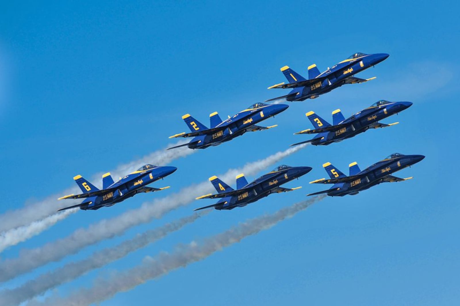 The U.S. Blue Angels demonstration team will perform at the CenterPoint Energy Dayton Air Show, which runs from Saturday to Sunday. CONTRIBUTED