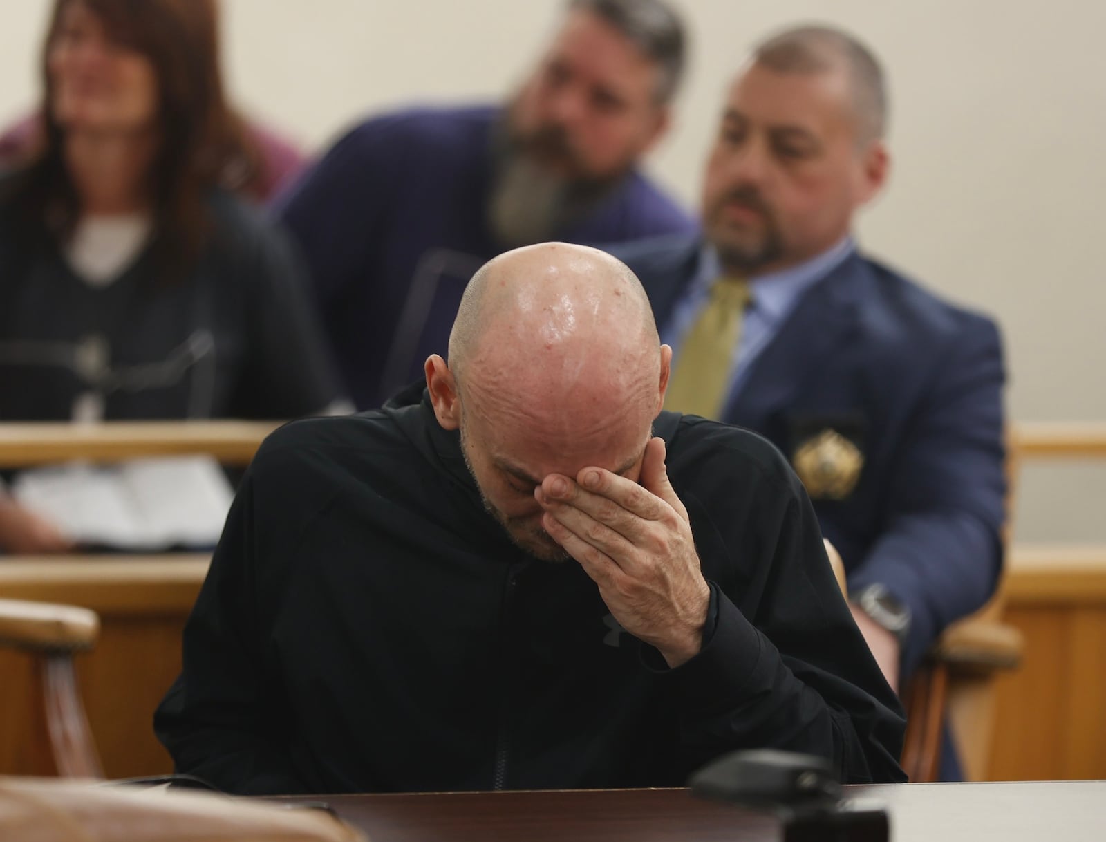 Jesse Pierson listens to family members describe Isabel Conley,11, who he struck and killed Friday, Feb. 24, 2023 in Clark County Municipal Court. BILL LACKEY/STAFF