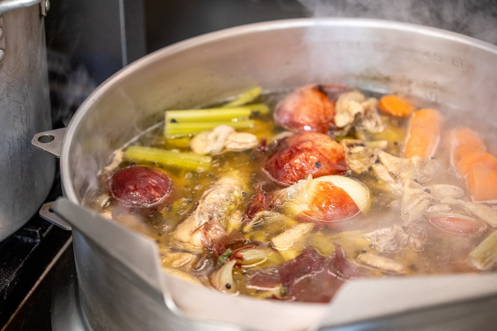 All The Best Delicatessen making soup stock for the restaurant's matzo ball soup