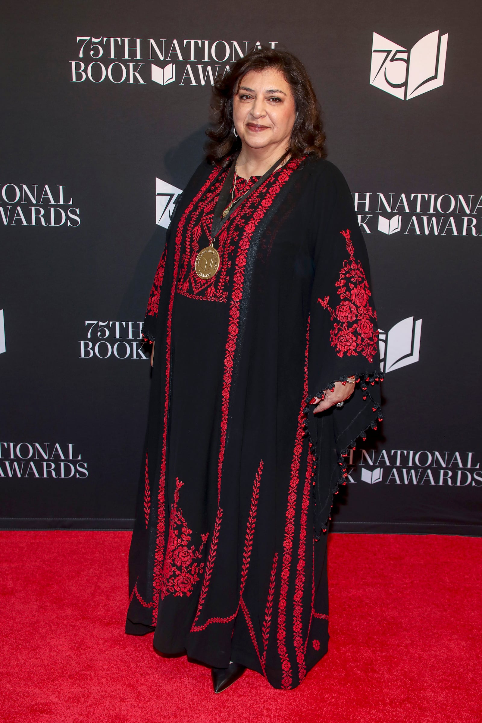 Poet Lena Khalaf Tuffaha attends the 75th National Book Awards ceremony at Cipriani Wall Street on Wednesday, Nov. 20, 2024, in New York. (Photo by Andy Kropa/Invision/AP)