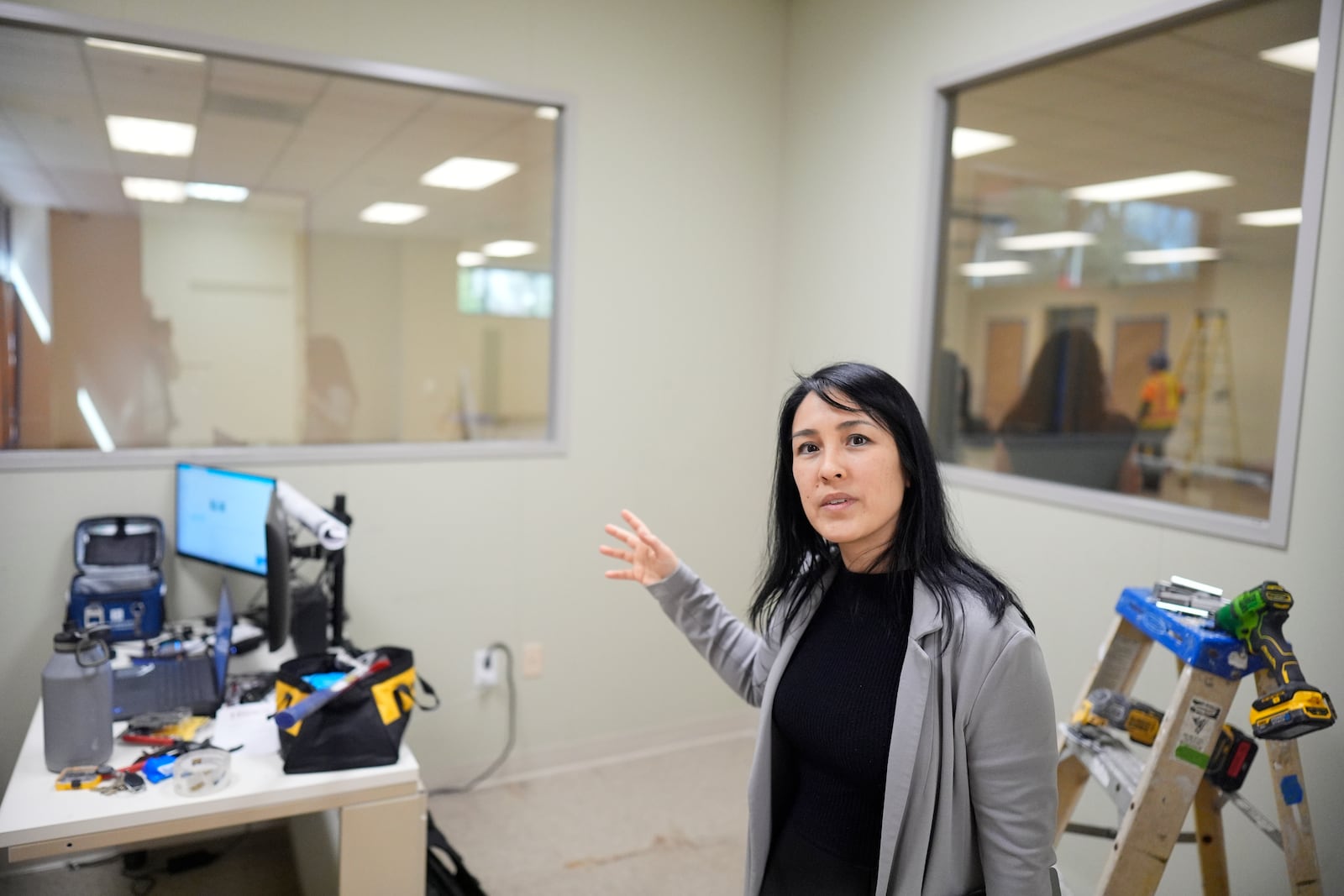 Dr. Nanthia Suthana talks about her lab at Duke University currently under construction, Tuesday, March 4, 2025, in Durham, N.C. (AP Photo/Chris Carlson)