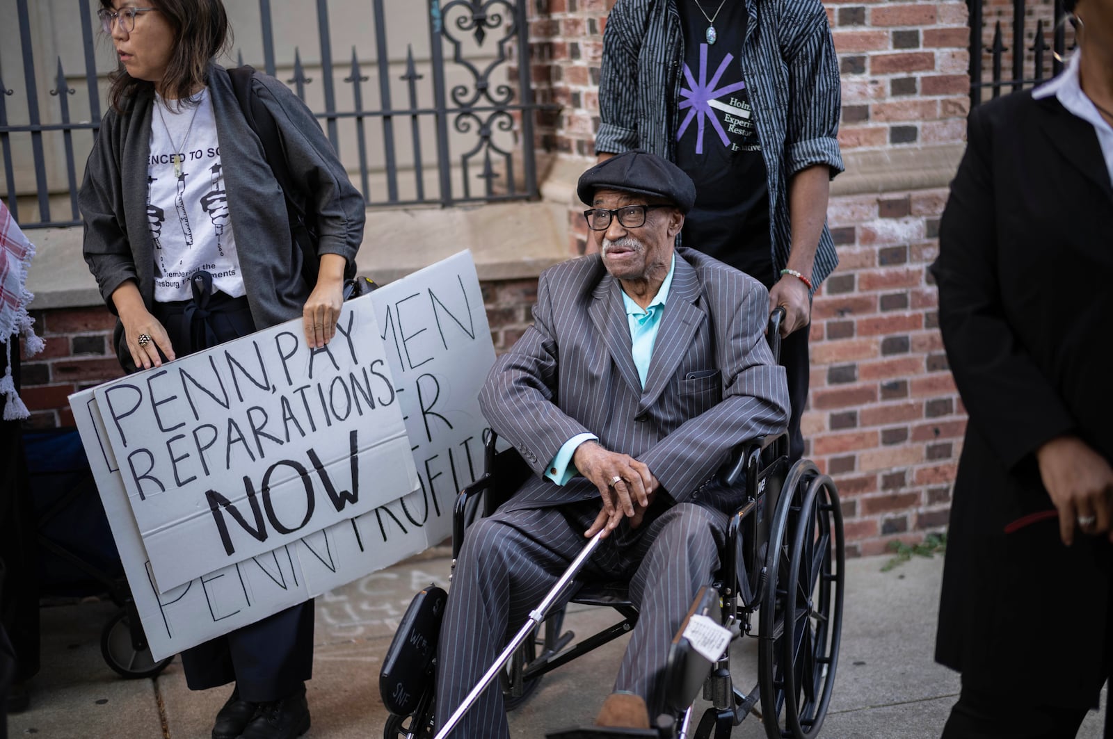 Herbert Rice, 79, speaks to media at the University of Pennsylvania, on Wednesday, Oct. 23, 2024, in Philadelphia. (AP Photo/Laurence Kesterson)