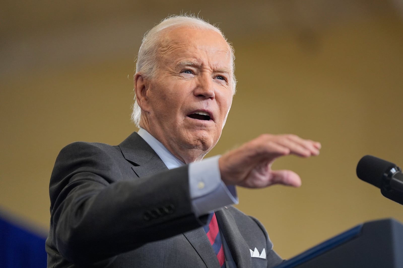 President Joe Biden delivers remarks on lowering the cost of prescription drugs, at NHTI Concord Community College, Tuesday, Oct. 22, 2024, in Concord, N.H. (AP Photo/Manuel Balce Ceneta)