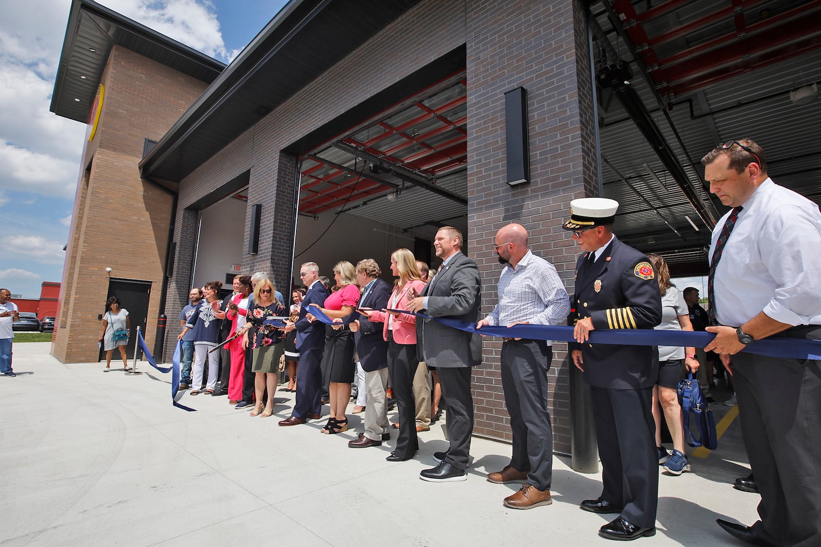 A ribbon cutting ceremony and open house was held Monday, July 8, 2024 for the Springfield Fire and Rescue Division's new Fire Station #8. The new fire station is a result of a collaboration between the City of Springfield and Clark State College and will also house Clark State's Fire Academy. BILL LACKEY/STAFF