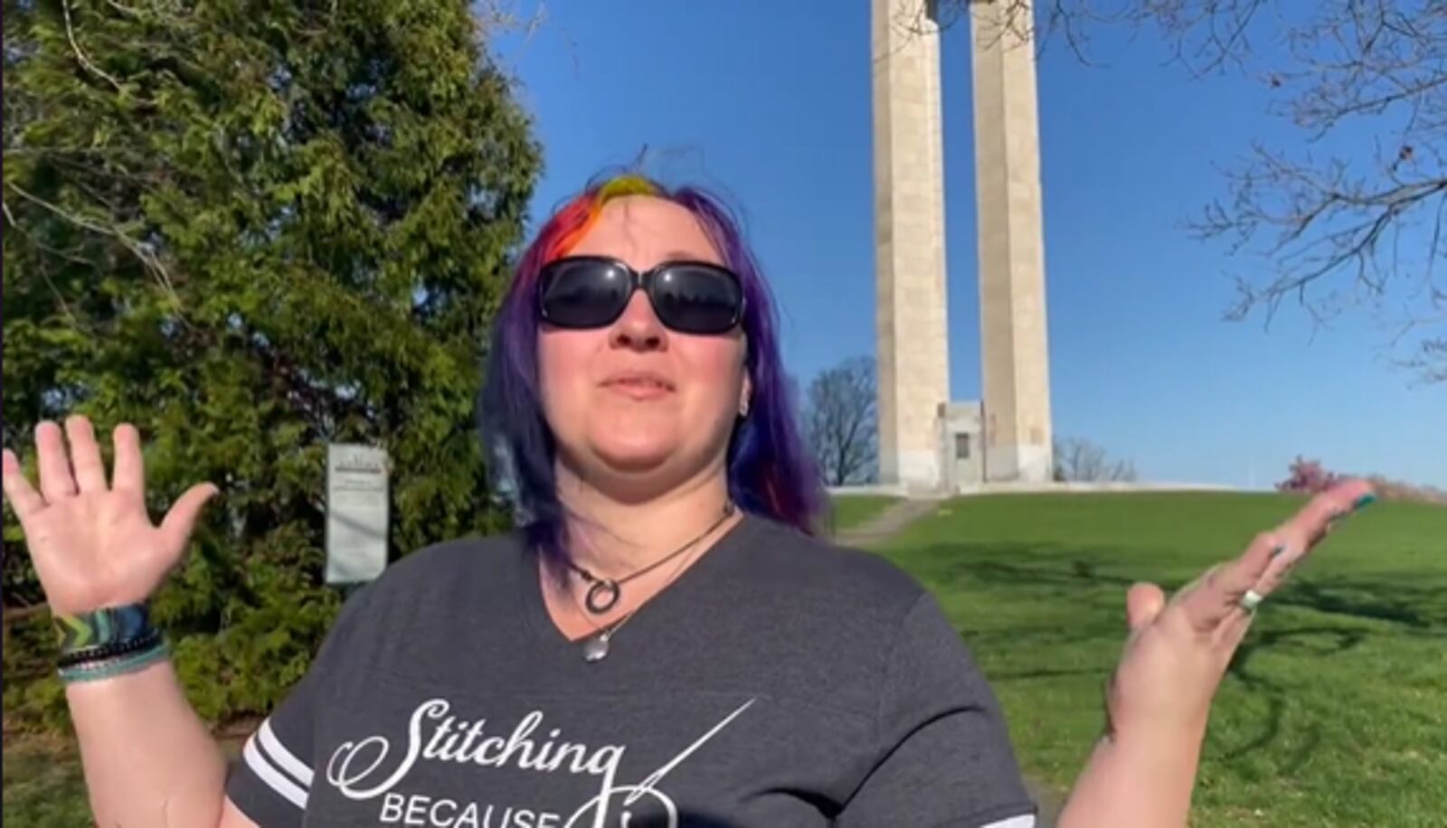 Erin Clough and her family drove nearly 1,000 miles from Titusville, Florida, to watch the total eclipse Monday, April 8, 2024, at Carillon Historical Park in Dayton. JIM NOELKER/STAFF