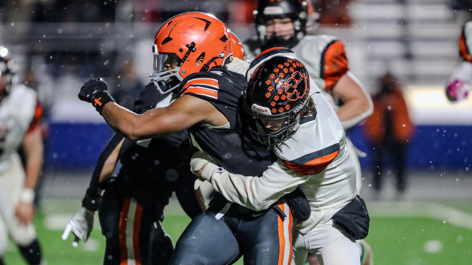 West Liberty-Salem High School defensive back Lincoln Henderson tackles Ironton's Zayne Williams during their Division V state semifinal game on Friday night at Chillicothe High School's Herrnstein Field. Michael Cooper/CONTRIBUTED