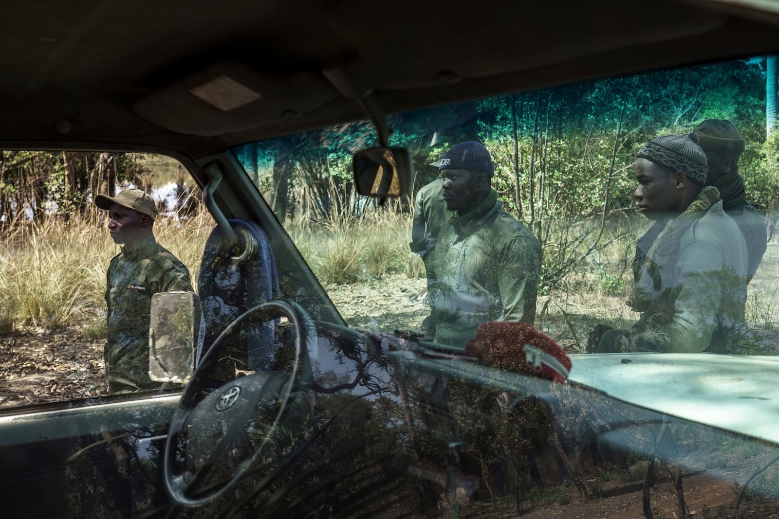 Members of the Lion Intervention Brigade conduct a patrol at Niokolo Koba National Park, Senegal on Tuesday, Jan. 14, 2025. (AP Photo/Annika Hammerschlag)