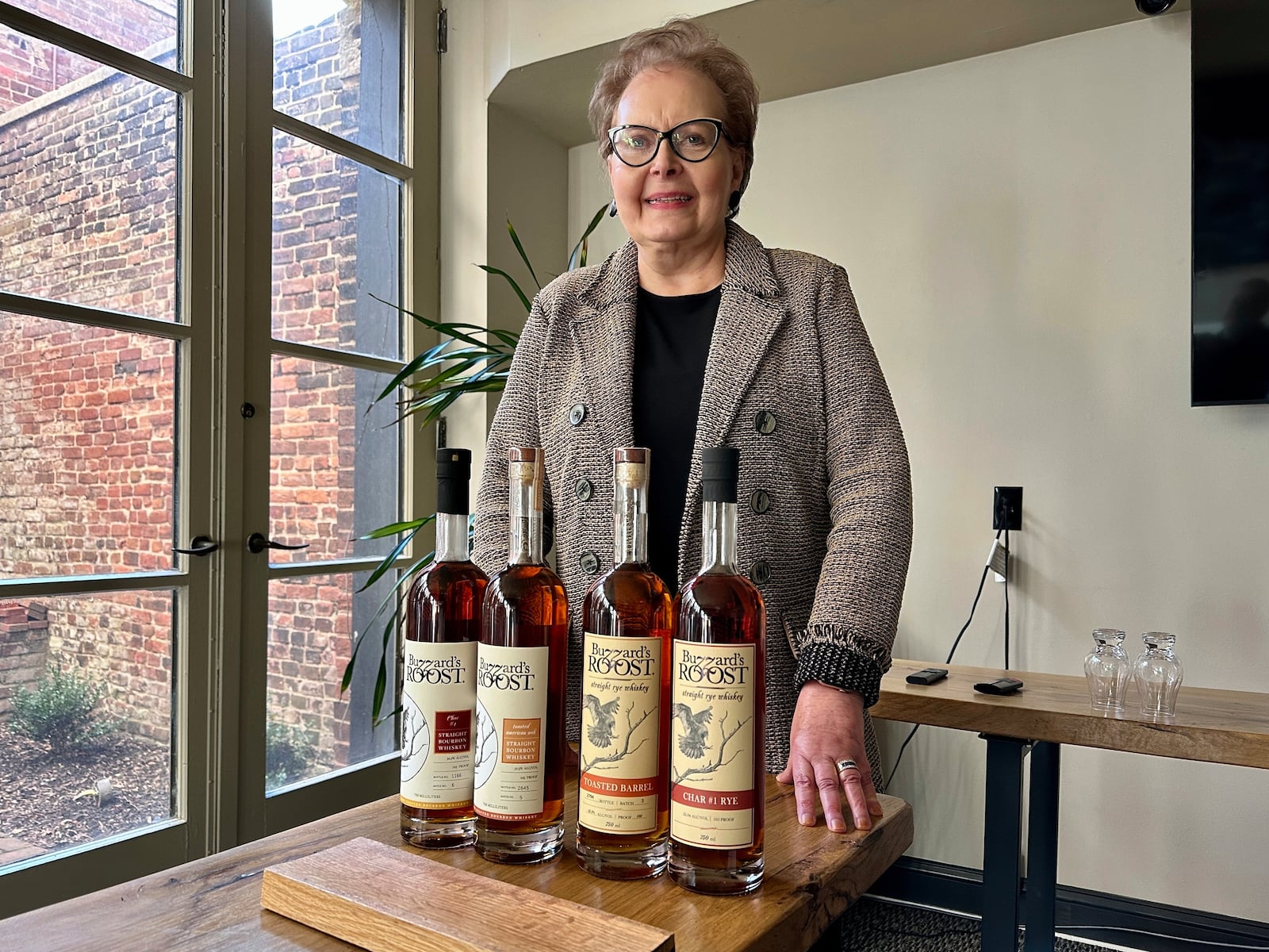 Judy Hollis Jones, president and CEO of Buzzard's Roost Spirits is pictured in Louisville, Kentucky, on Thursday, March 6, 2025. (AP Photo/Dylan Lovan)