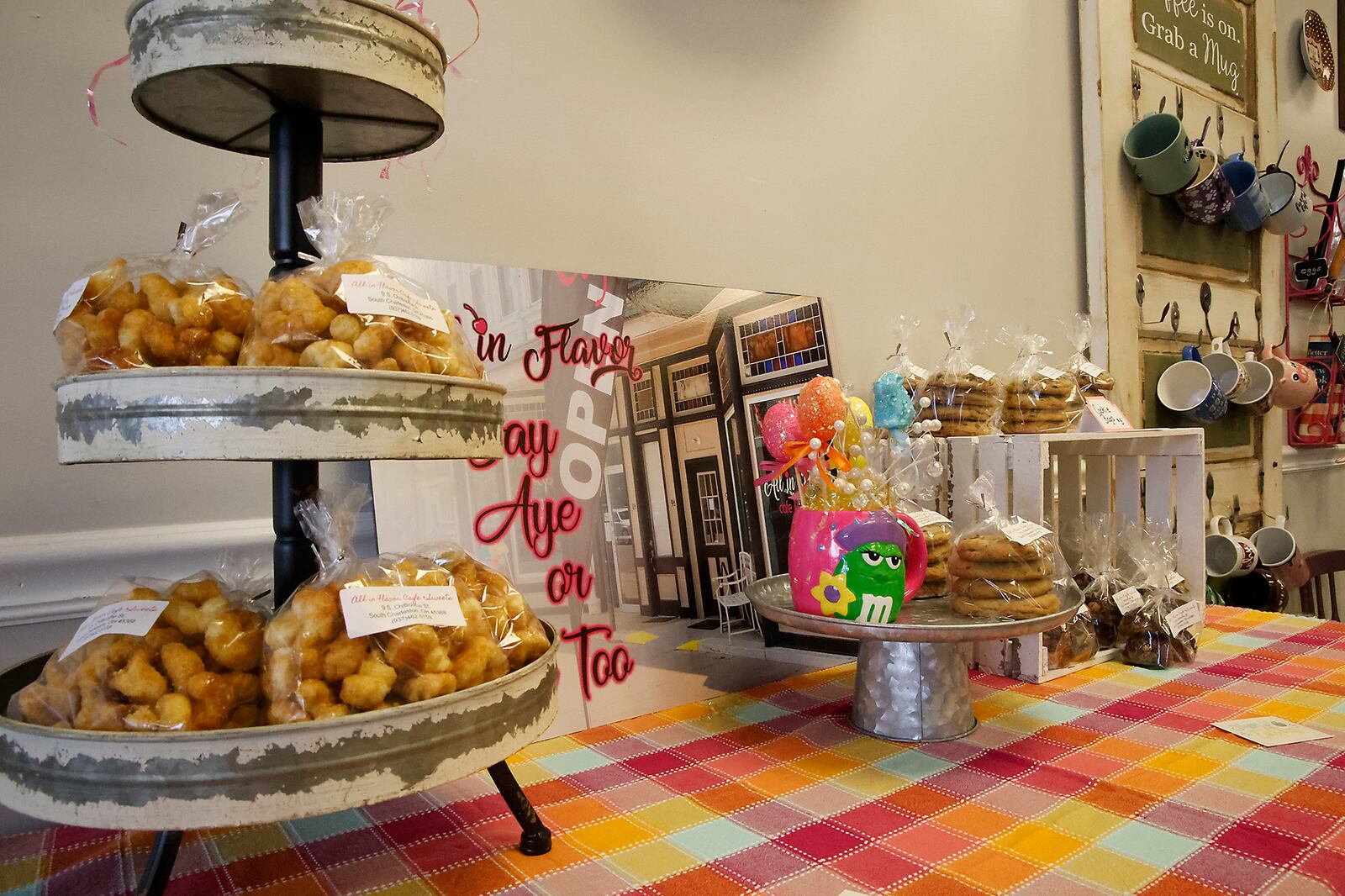 Some of the sweet treats offered at All in Flavor Cafe and Sweets in South Charleston Tuesday, Feb. 27, 2024. BILL LACKEY/STAFF