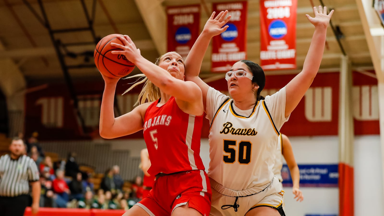 Southeastern High School sophomore Ryland Workman is guarded by Shawnee freshman Aari Morgan during their game earlier this season at Wittenberg University. Michael Cooper/CONTRIBUTED