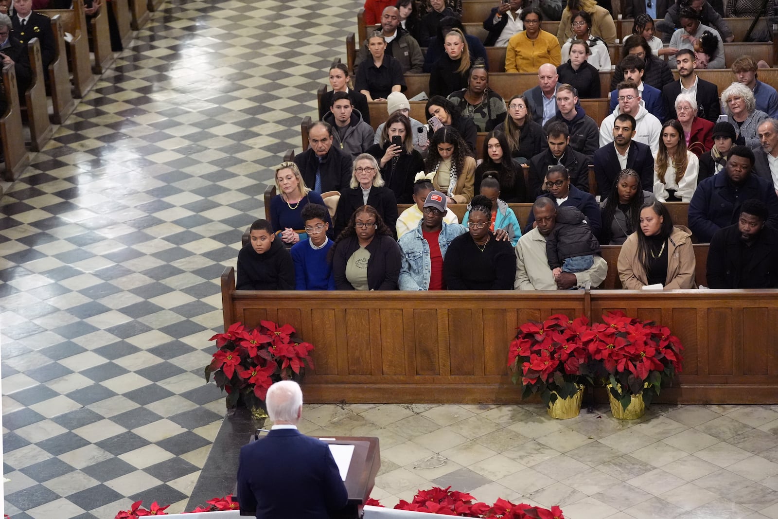 President Biden speaks during an interfaith prayer service for the victims of the deadly New Years truck attack, at St. Louis Cathedral in New Orleans, Monday, Jan. 6, 2025. (AP Photo/Stephanie Scarbrough)